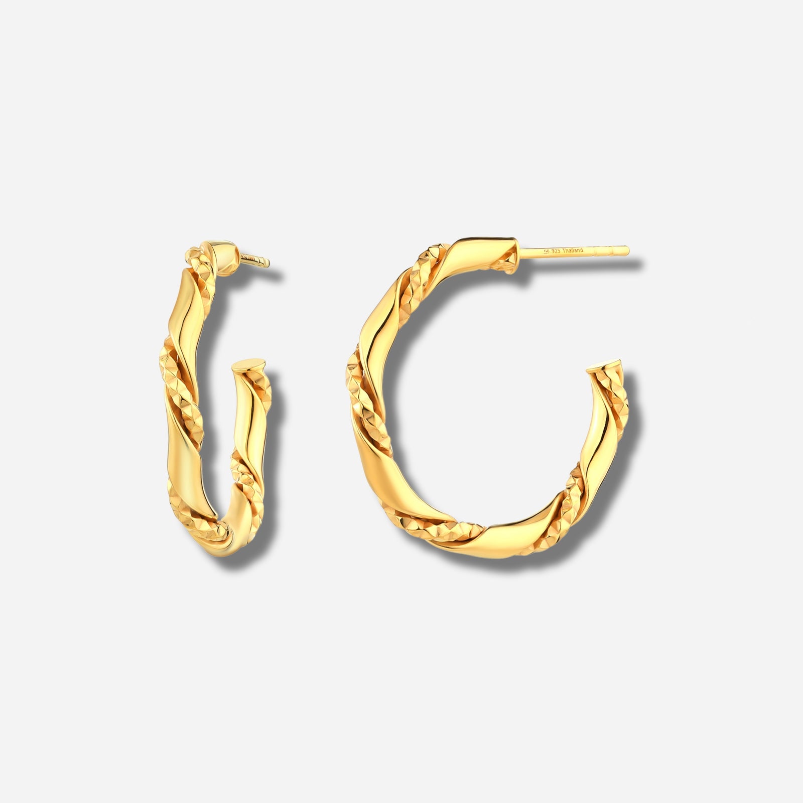 925 STERING SILVER FANCY TWIST HOOP EARRINGS