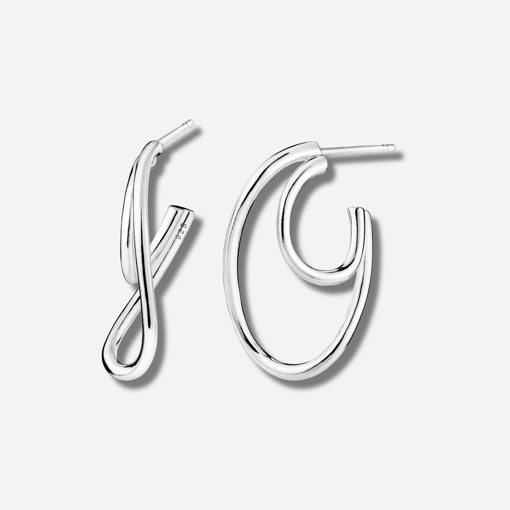 925 STERLING SILVER TWISTED FREE FORM EARRINGS WITH POST