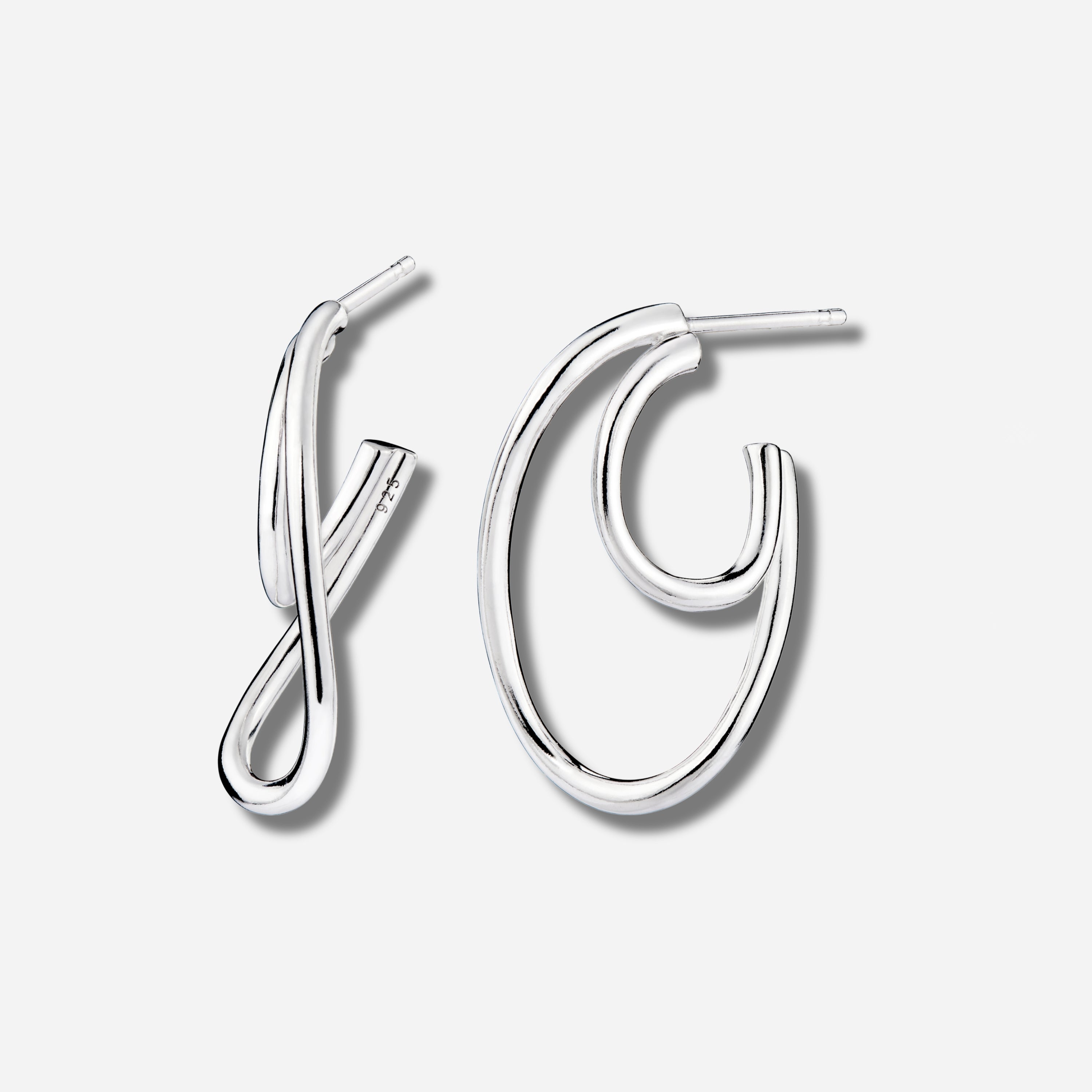 925 STERLING SILVER TWISTED FREE FORM EARRINGS WITH POST