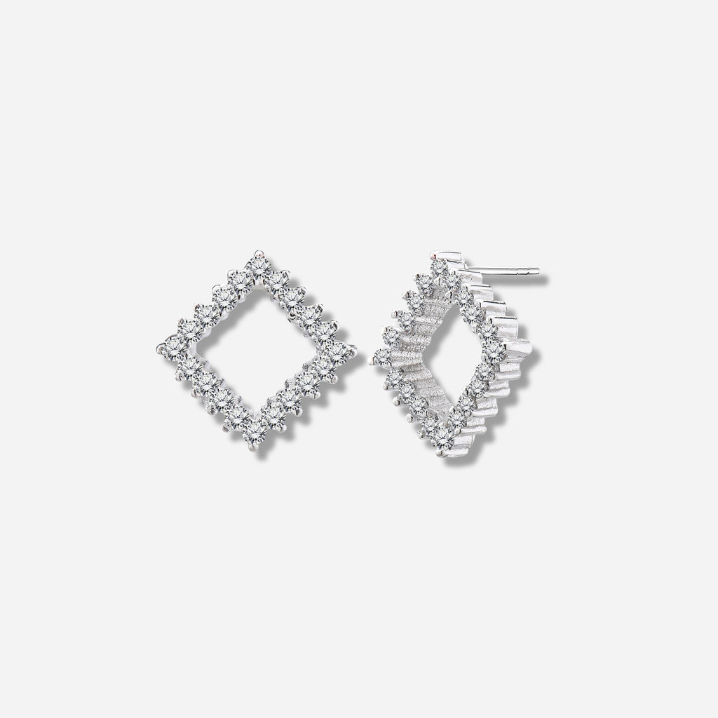 925 STERLING SILVER OPEN SQUARE EARRINGS