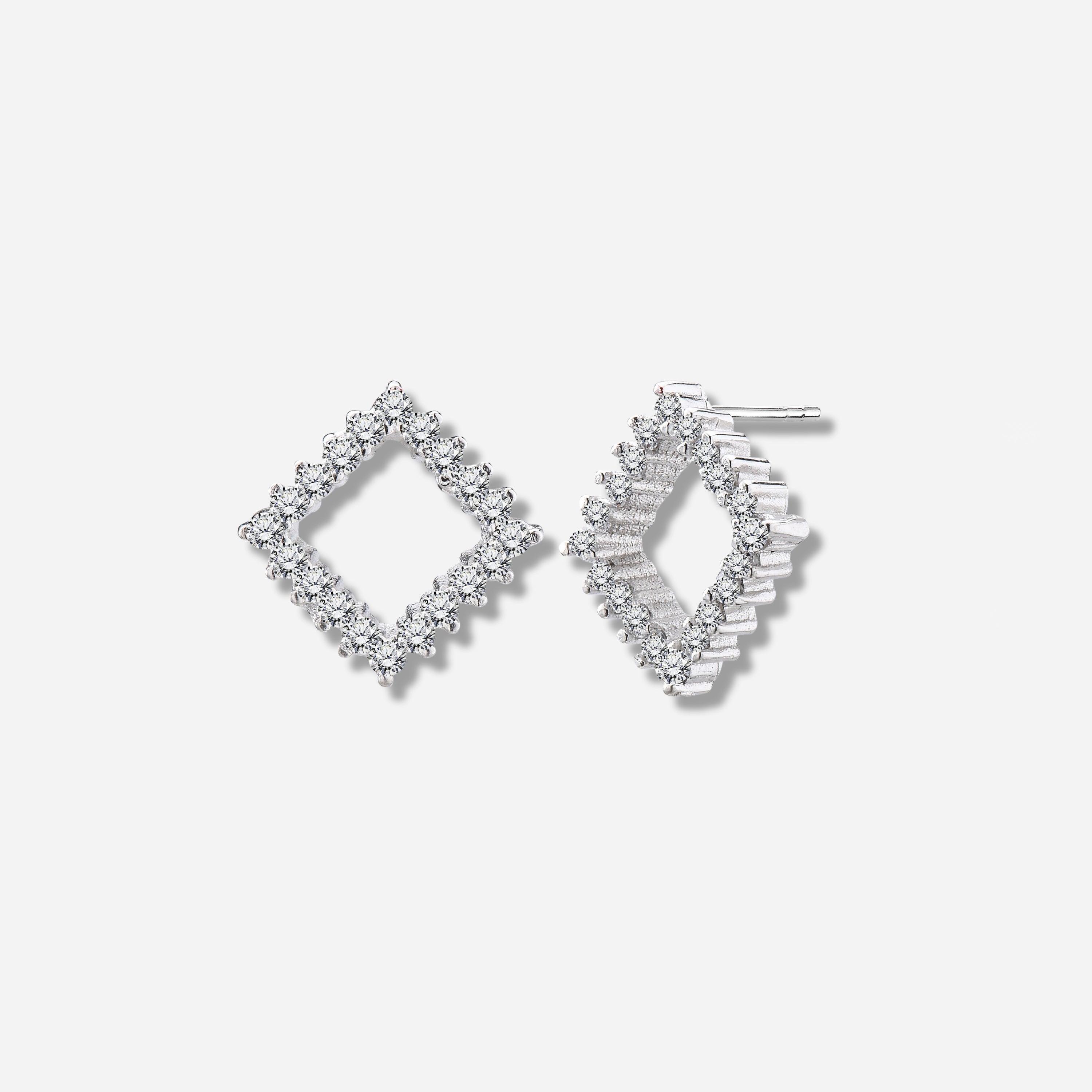 925 STERLING SILVER OPEN SQUARE EARRINGS