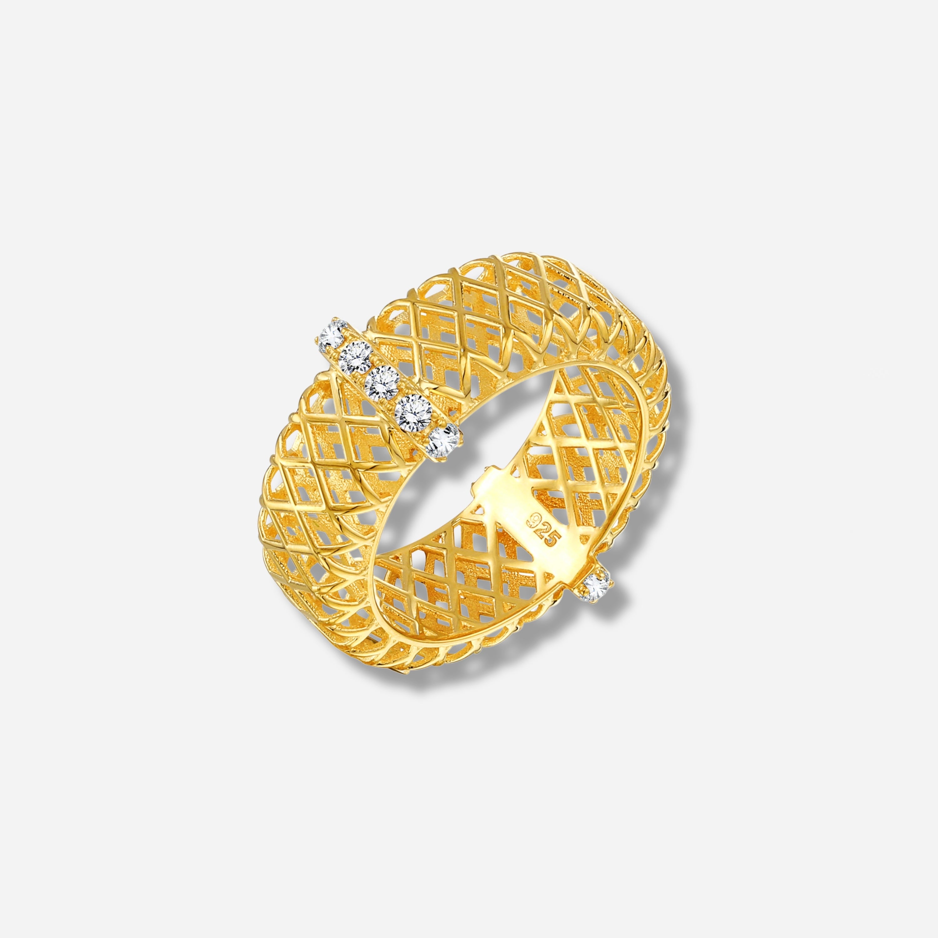 925 STERLING SILVER LE MESH RING WITH CUBIC ZIRCONIA