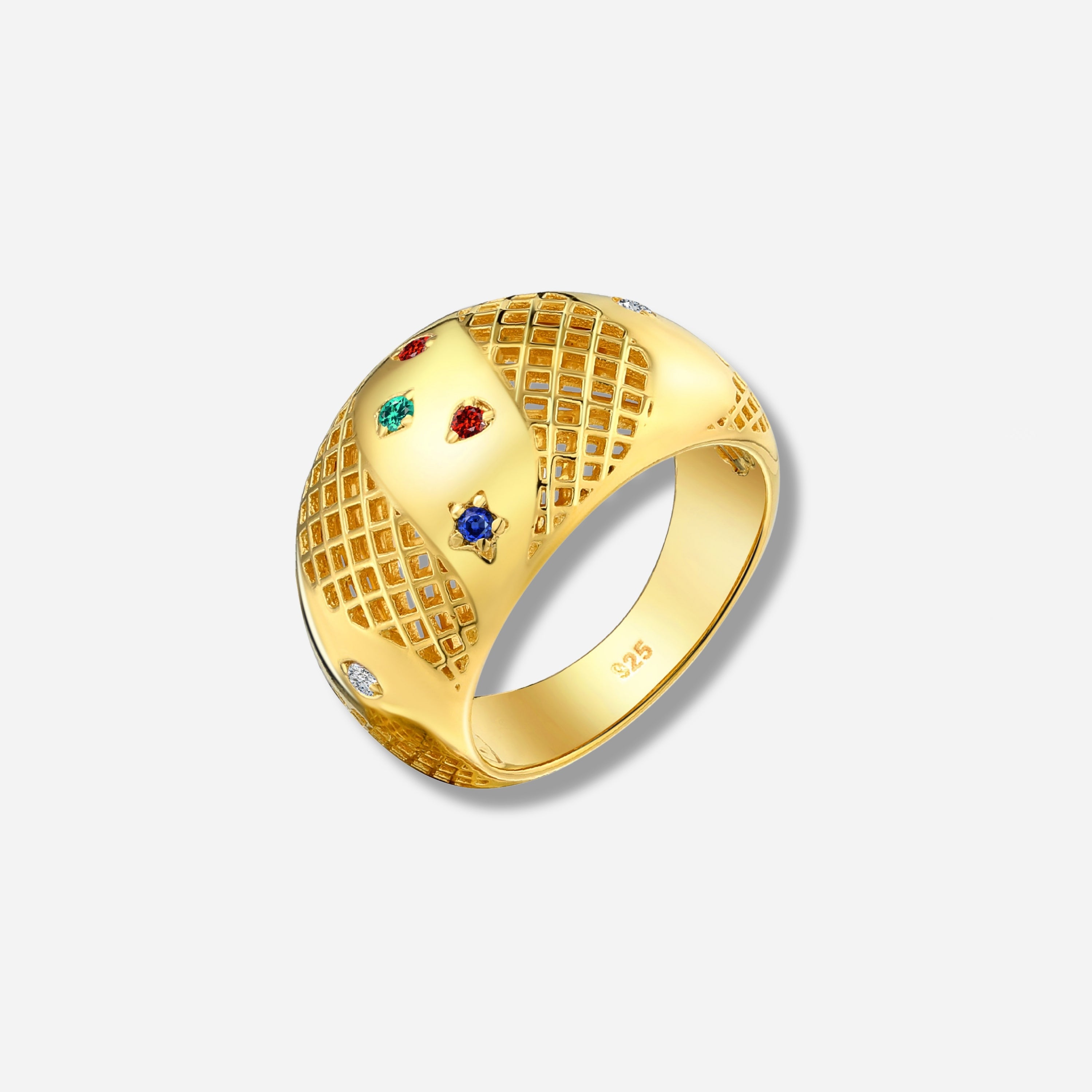 925 STERLING SILVER LE MESH RING WITH MULTICOLOR