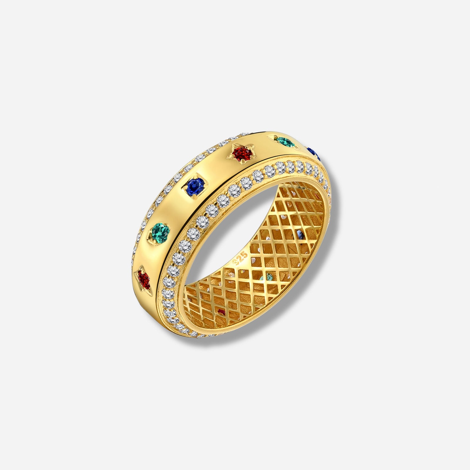 925 STERLING SILVER LE MESH RING WITH MULTICOLOR