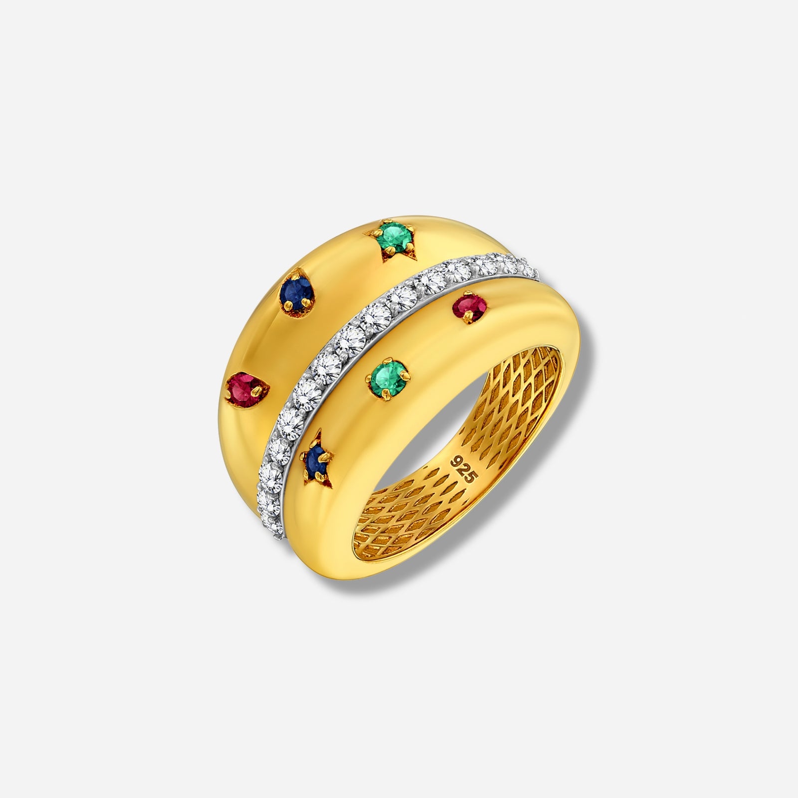 925 STERLING SILVER LE MESH RING WITH MULTICOLOR