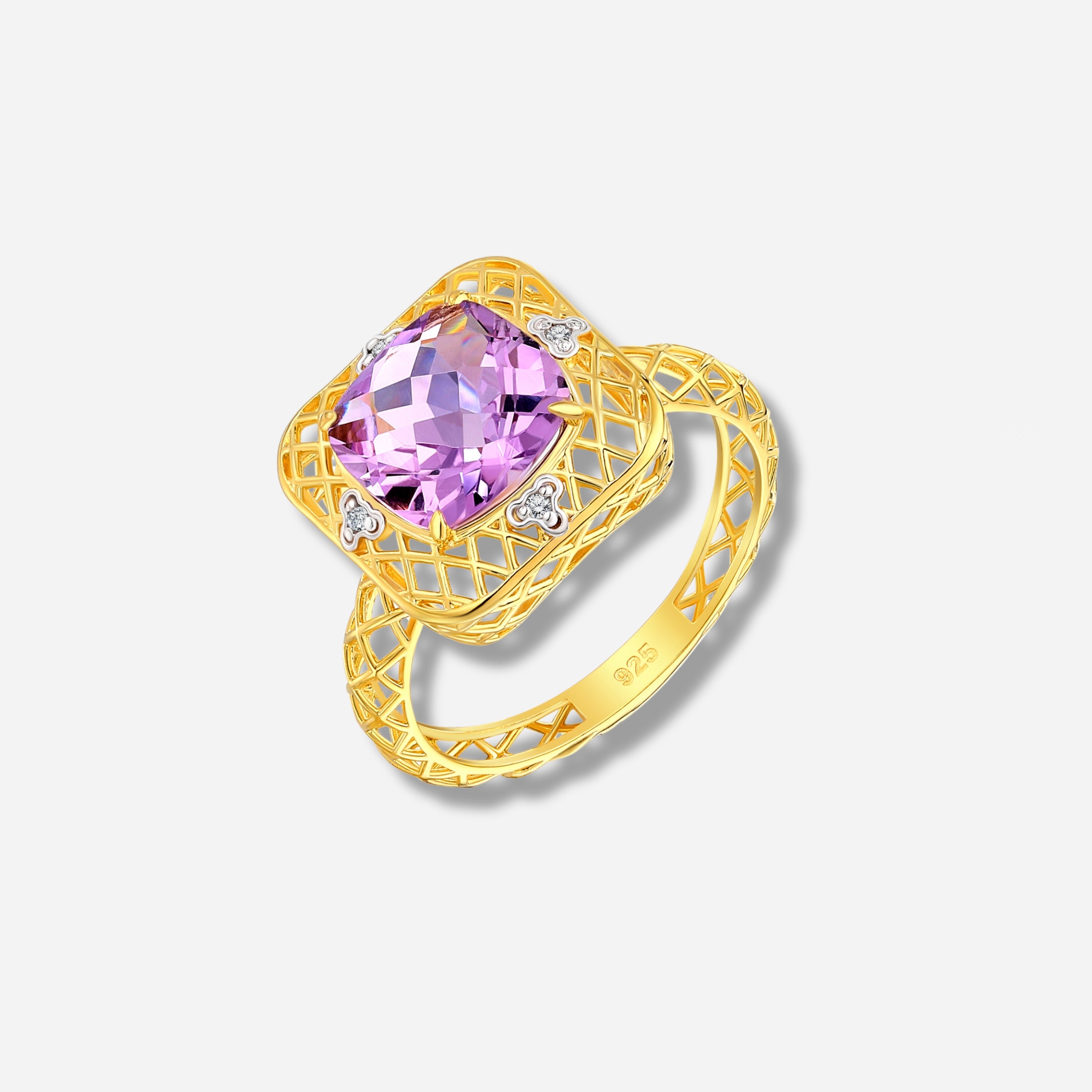 925 STERLING SILVER LE MESH RING WITH AMETHYST