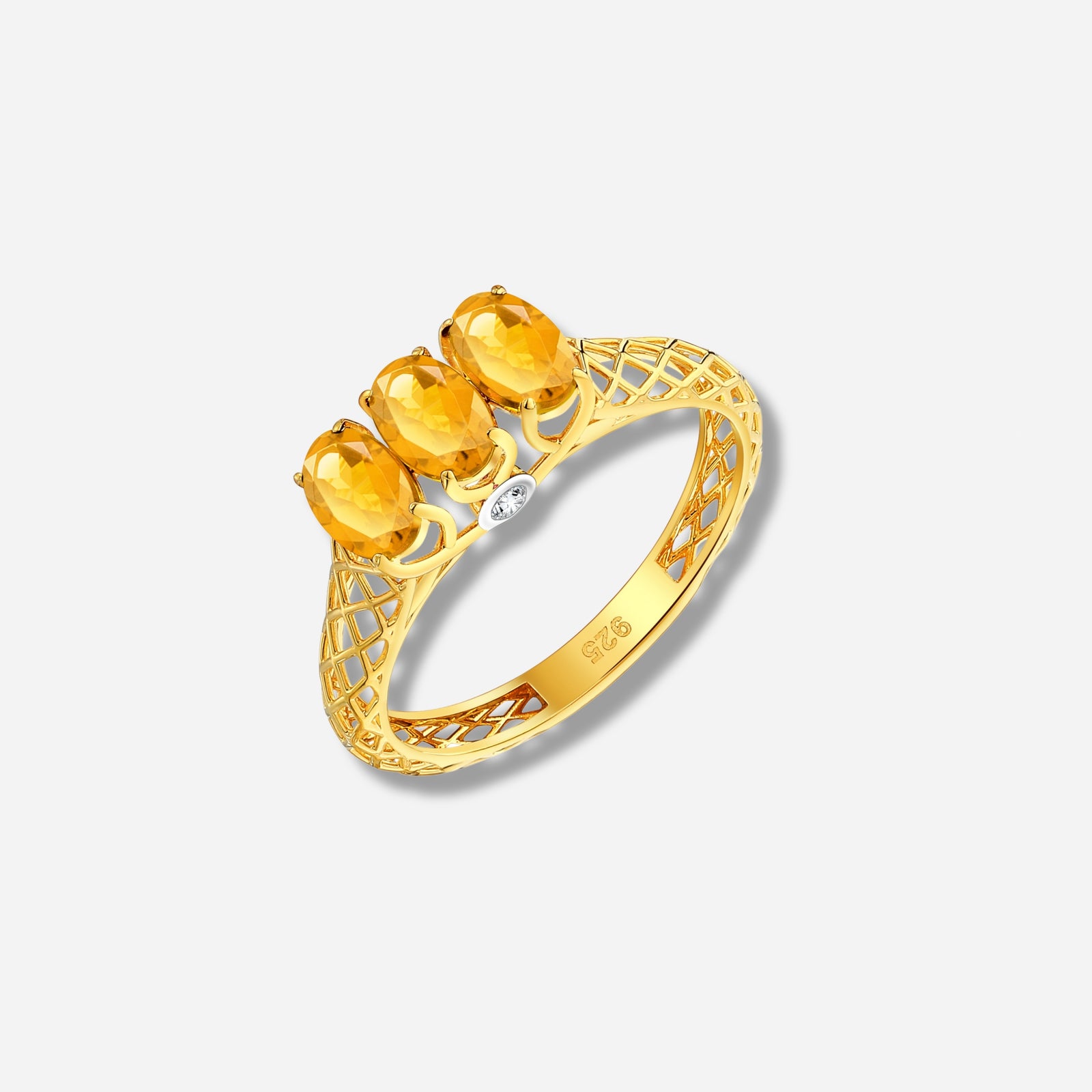 925 STERLING SILVER LE MESH RING WITH CITRINE