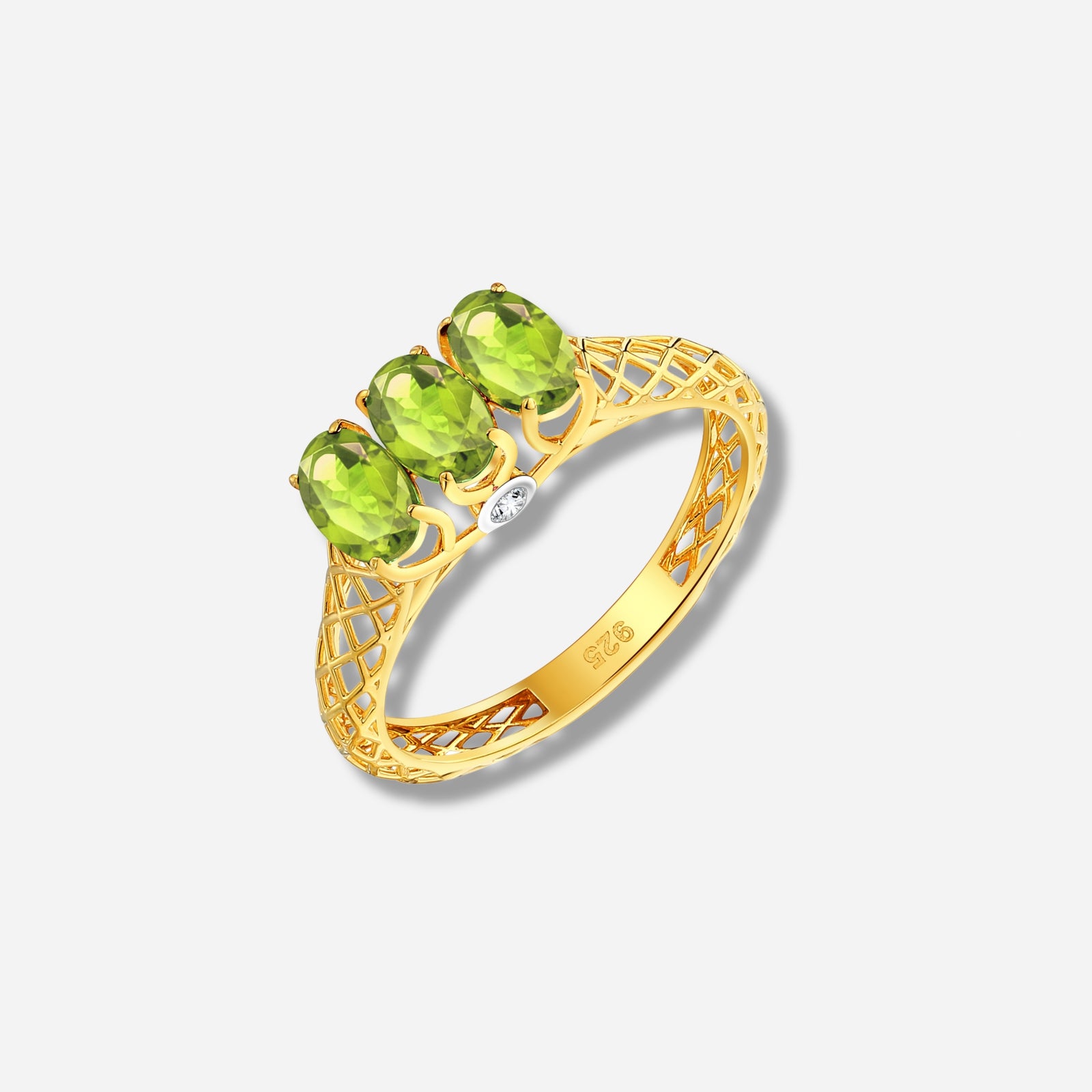 925 STERLING SILVER LE MESH RING WITH PERIDOT