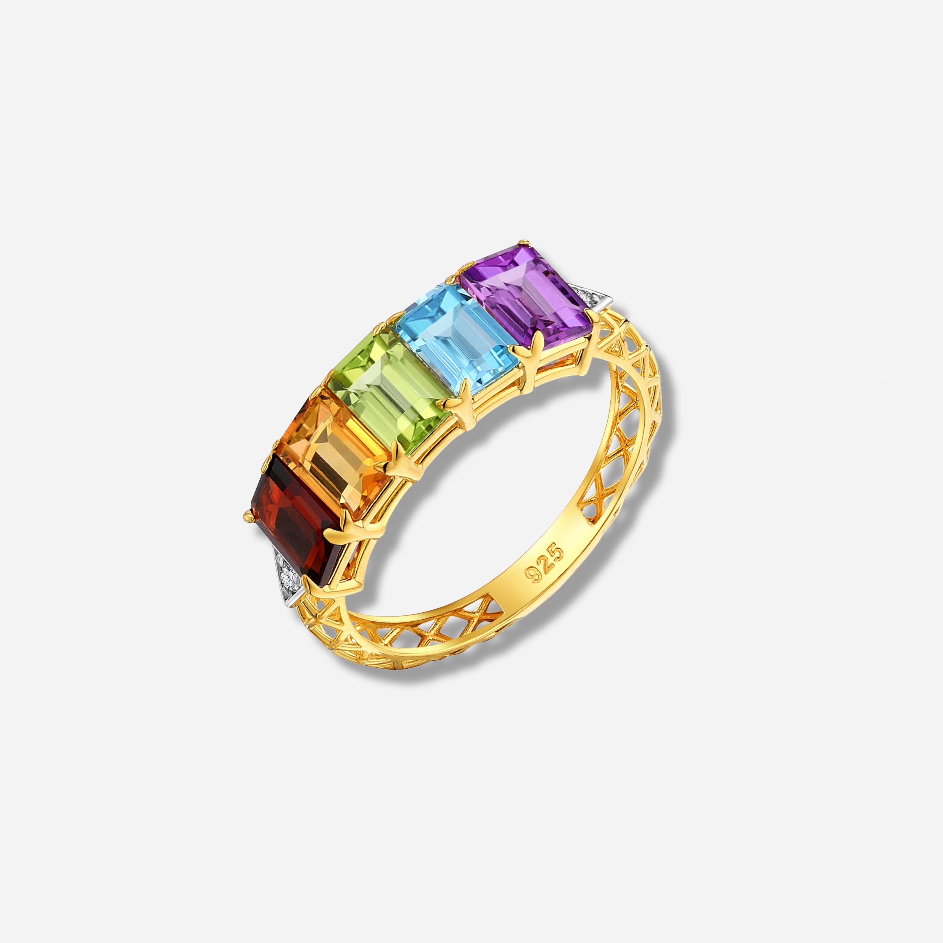 925 STERLING SILVER LE MESH RING WITH MULTICOLOR