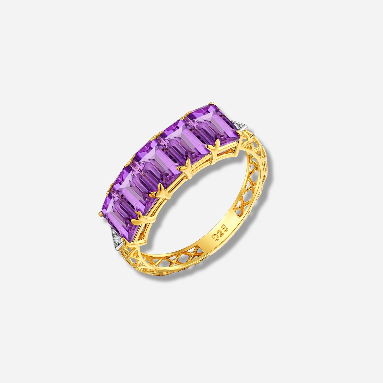 925 STERLING SILVER LE MESH RING WITH AMETHYST