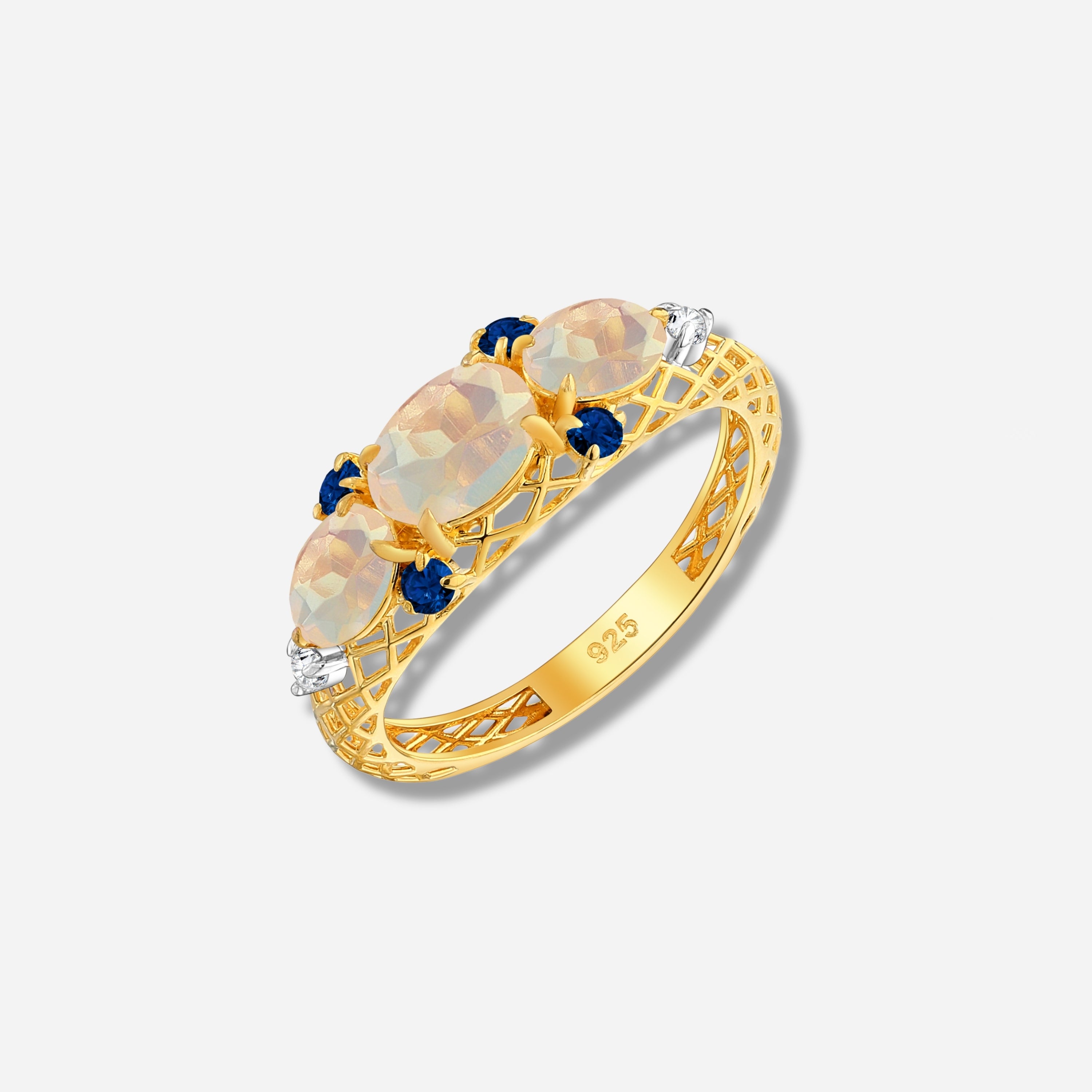 925 STERLING SILVER LE MESH RING WITH ETHIOPIAN OPAL
