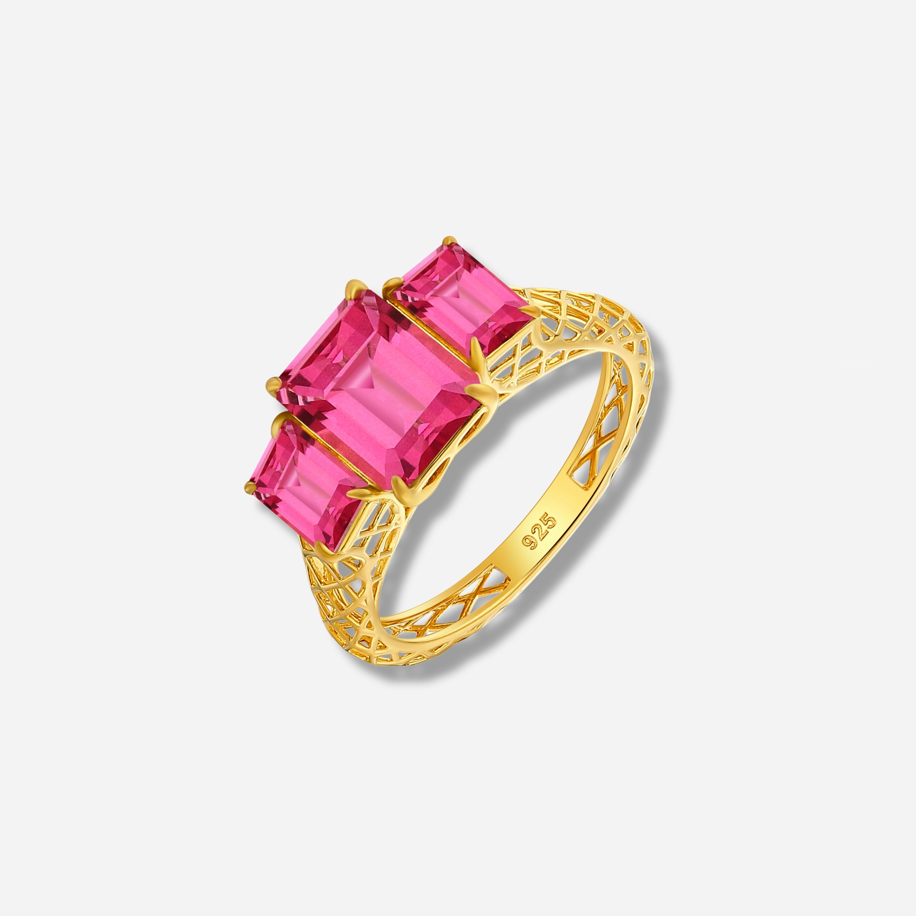 925 STERLING SILVER LE MESH RING WITH PINK TOPAZ