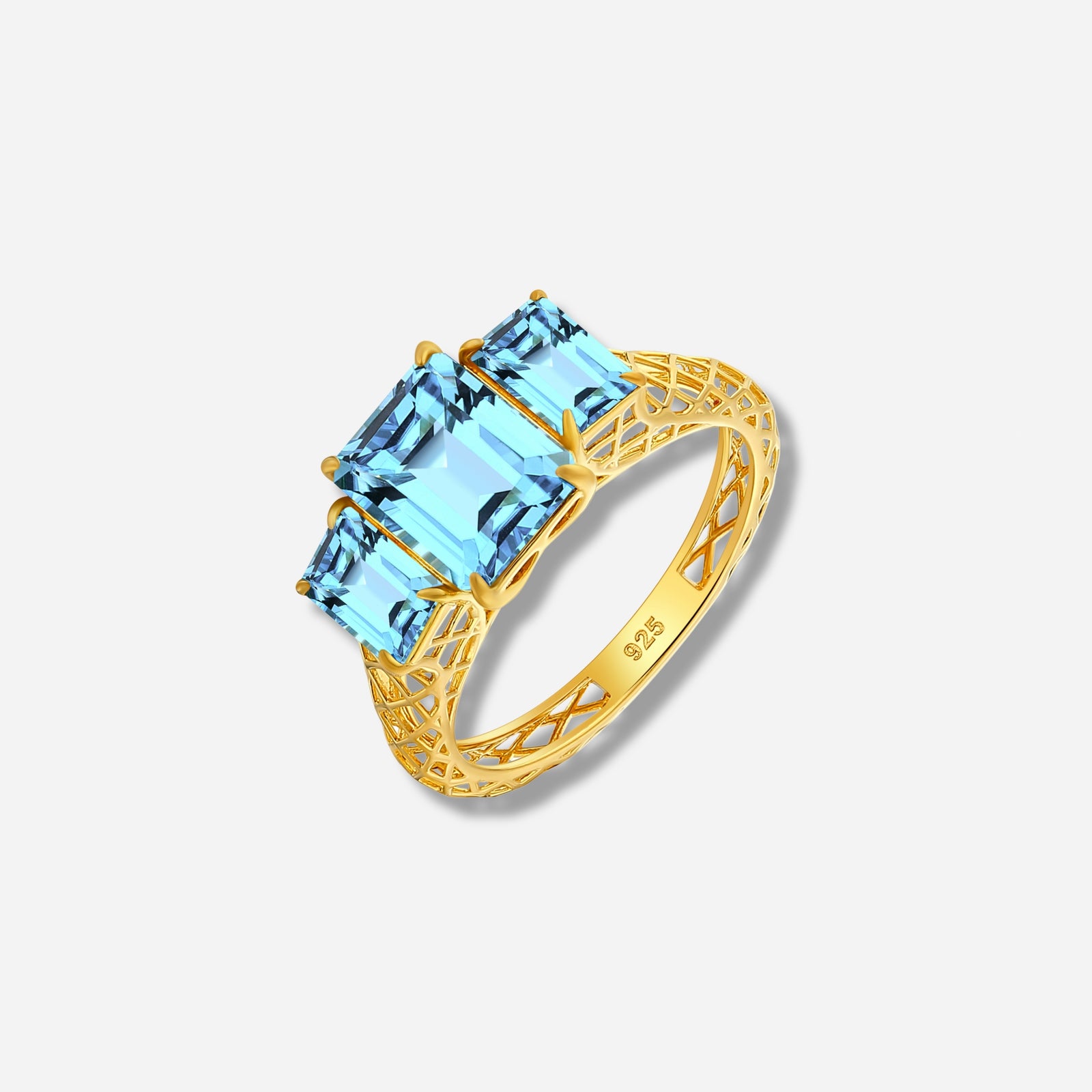 925 STERLING SILVER LE MESH RING WITH SWISS BLUE TOPAZ