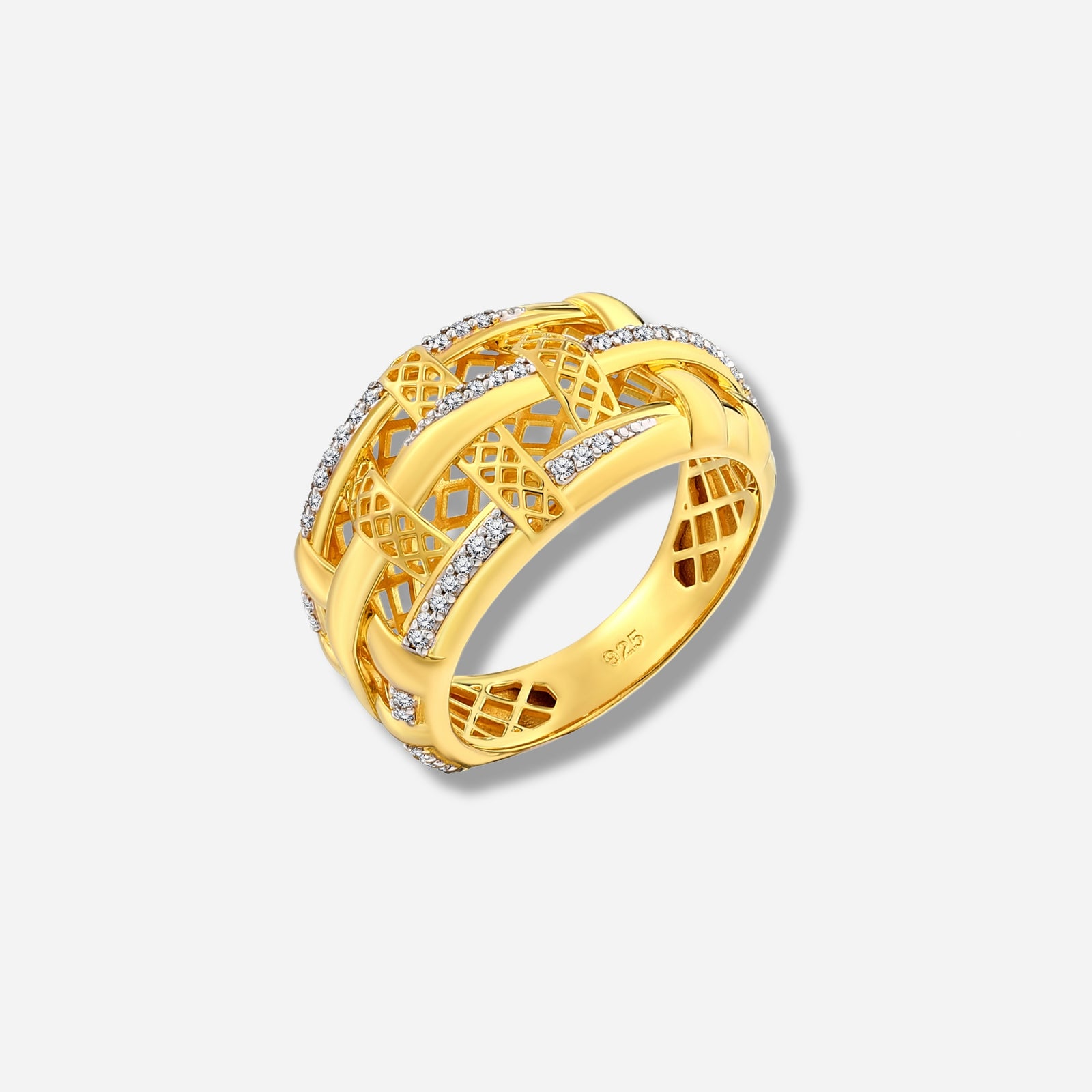 925 STERLING SILVER LE MESH RING WITH WHITE SAPPHIRE