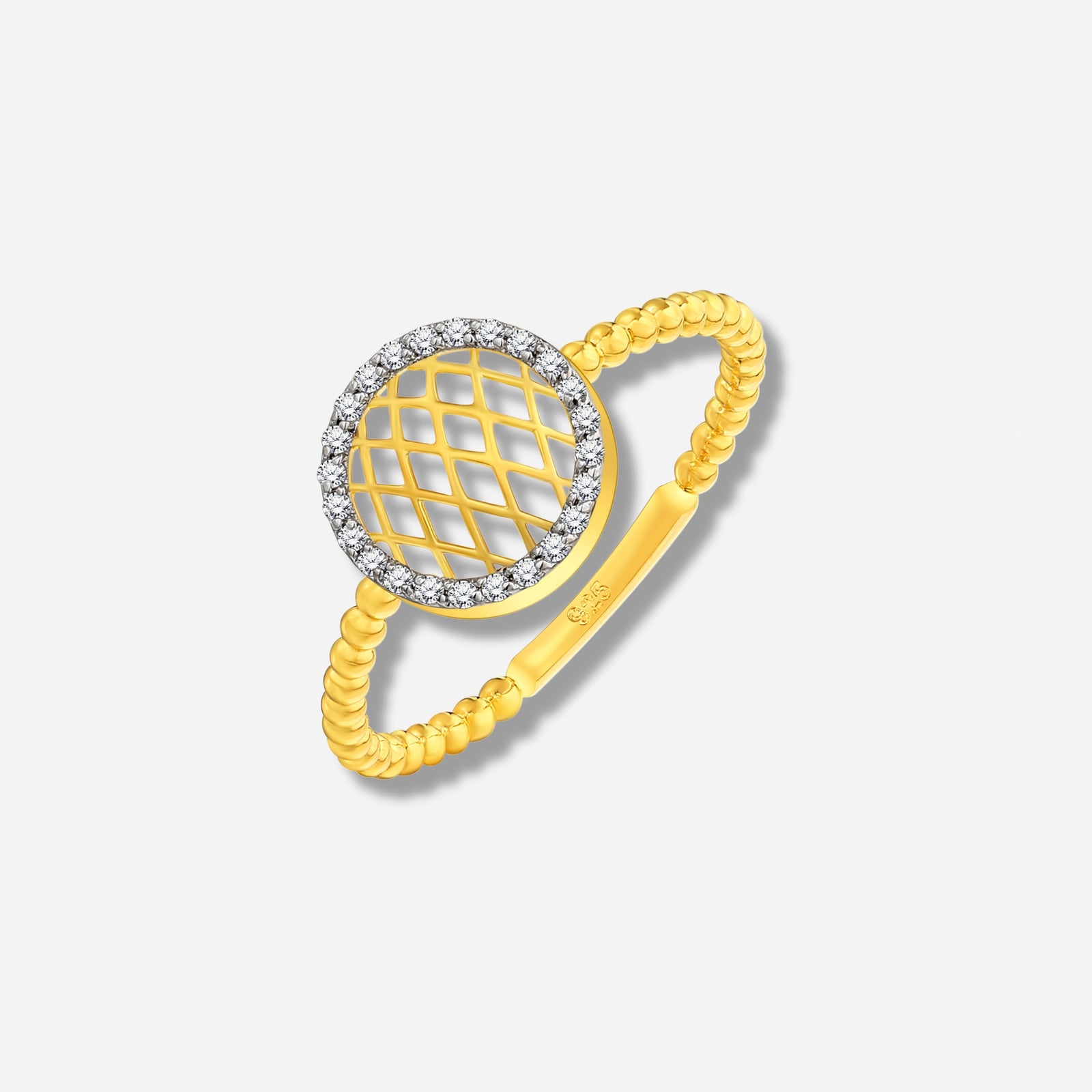 925 STERLING SILVER LE MESH RING WITH CUBIC ZIRCONIA