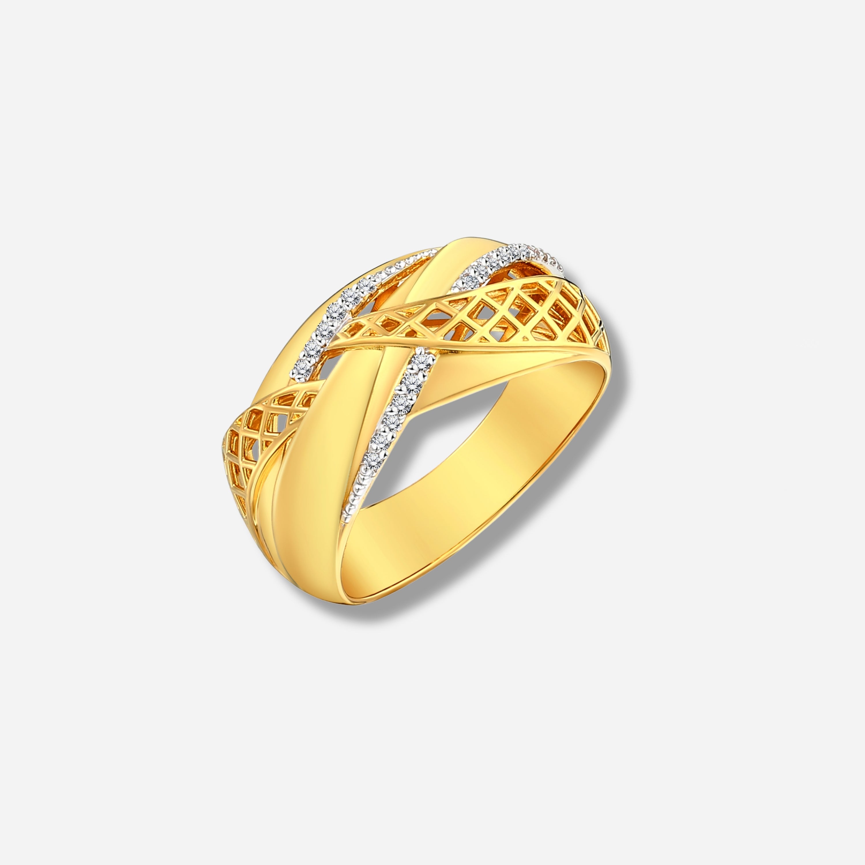 925 STERLING SILVER LE MESH RING WITH WHITE SAPPHIRE