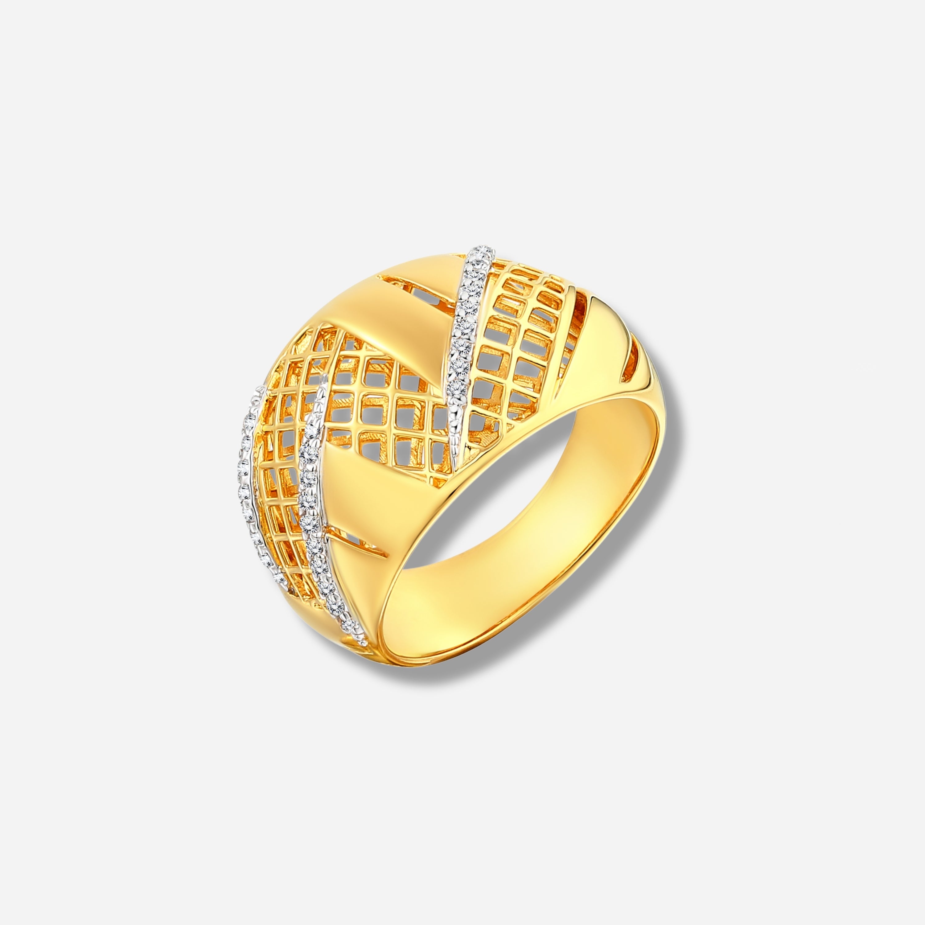 925 STERLING SILVER LE MESH RING WITH WHITE SAPPHIRE