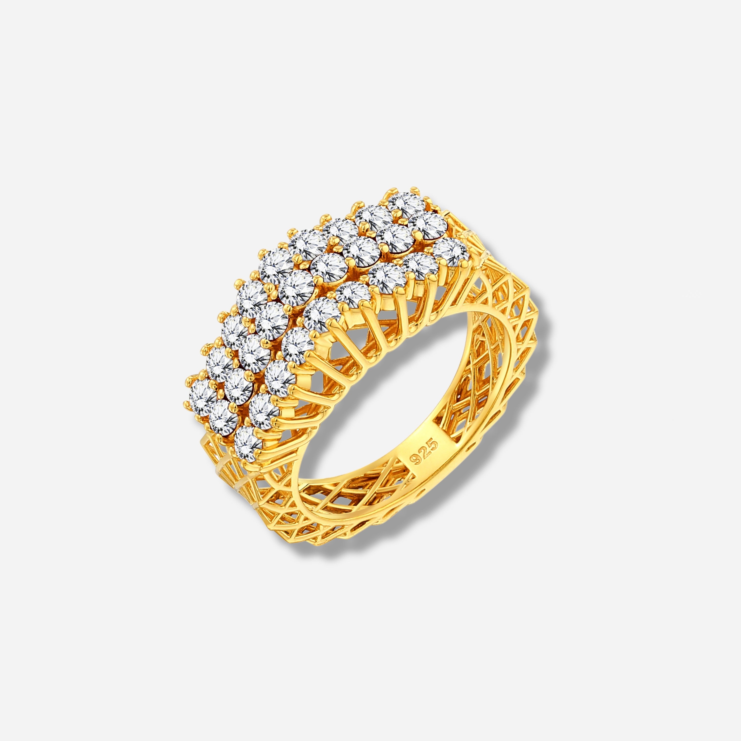 925 STERLING SILVER LE MESH RING WITH WHITE SAPPHIRE