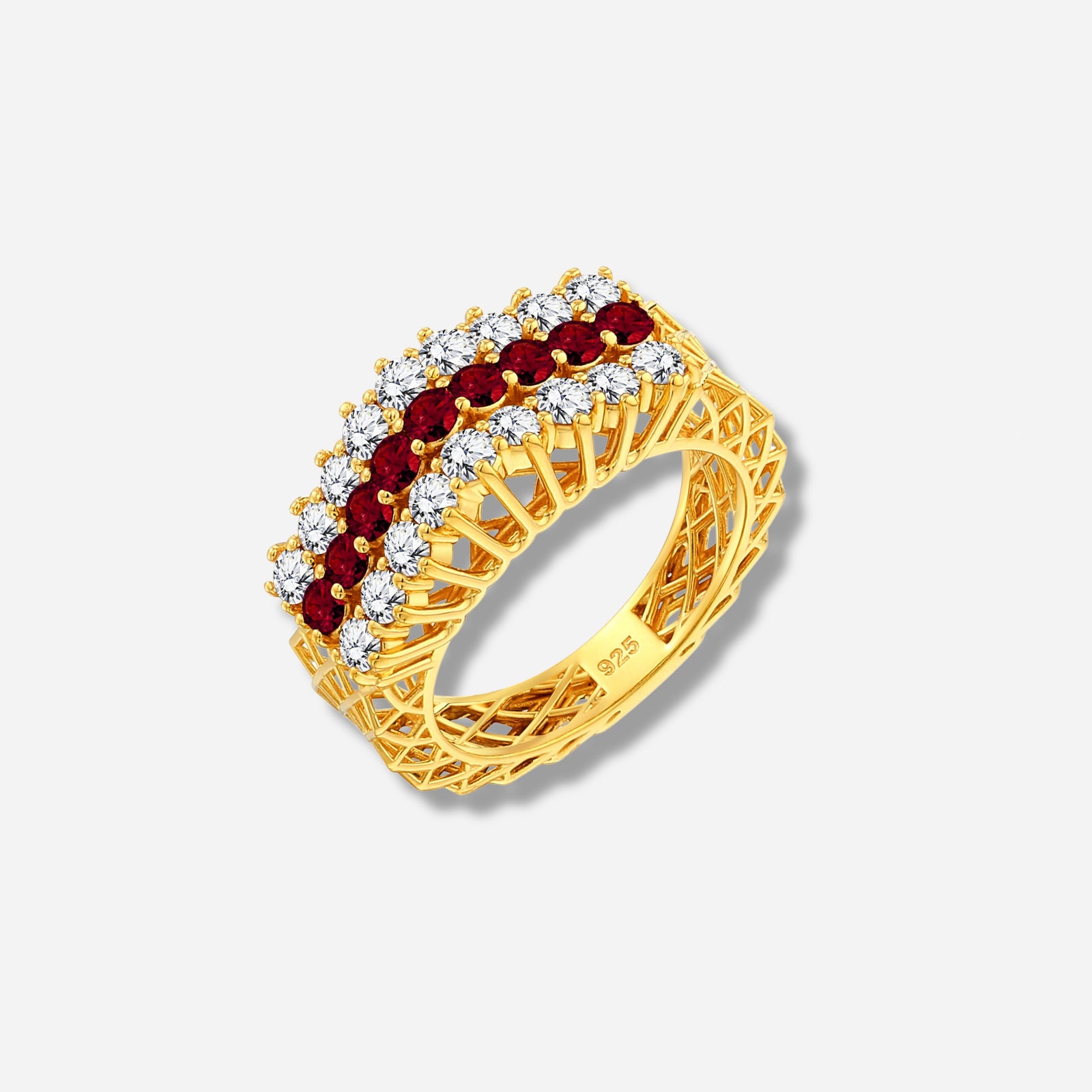 925 STERLING SILVER LE MESH RING WITH RUBY