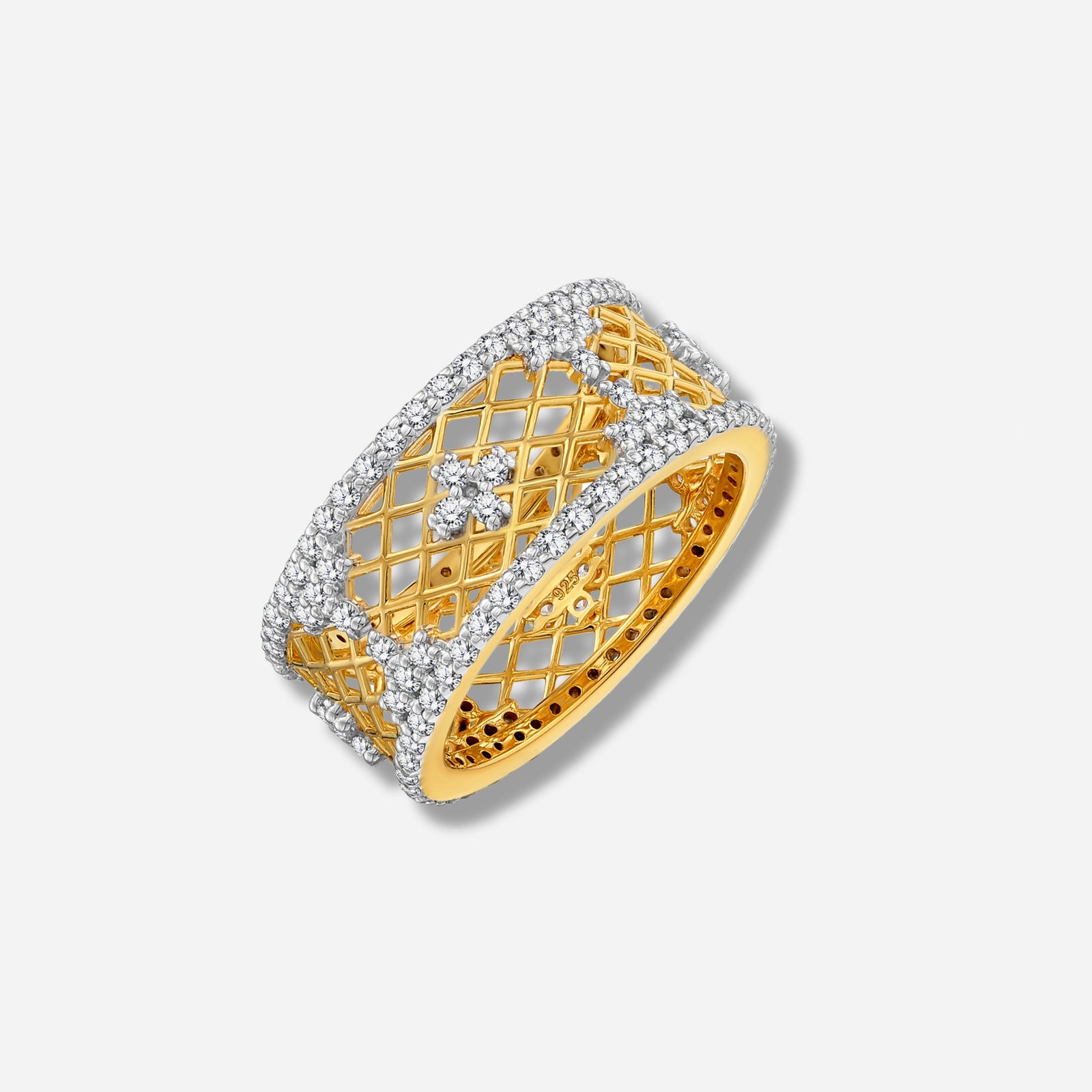 925 STERLING SILVER LE MESH RING WITH CUBIC ZIRCONIA