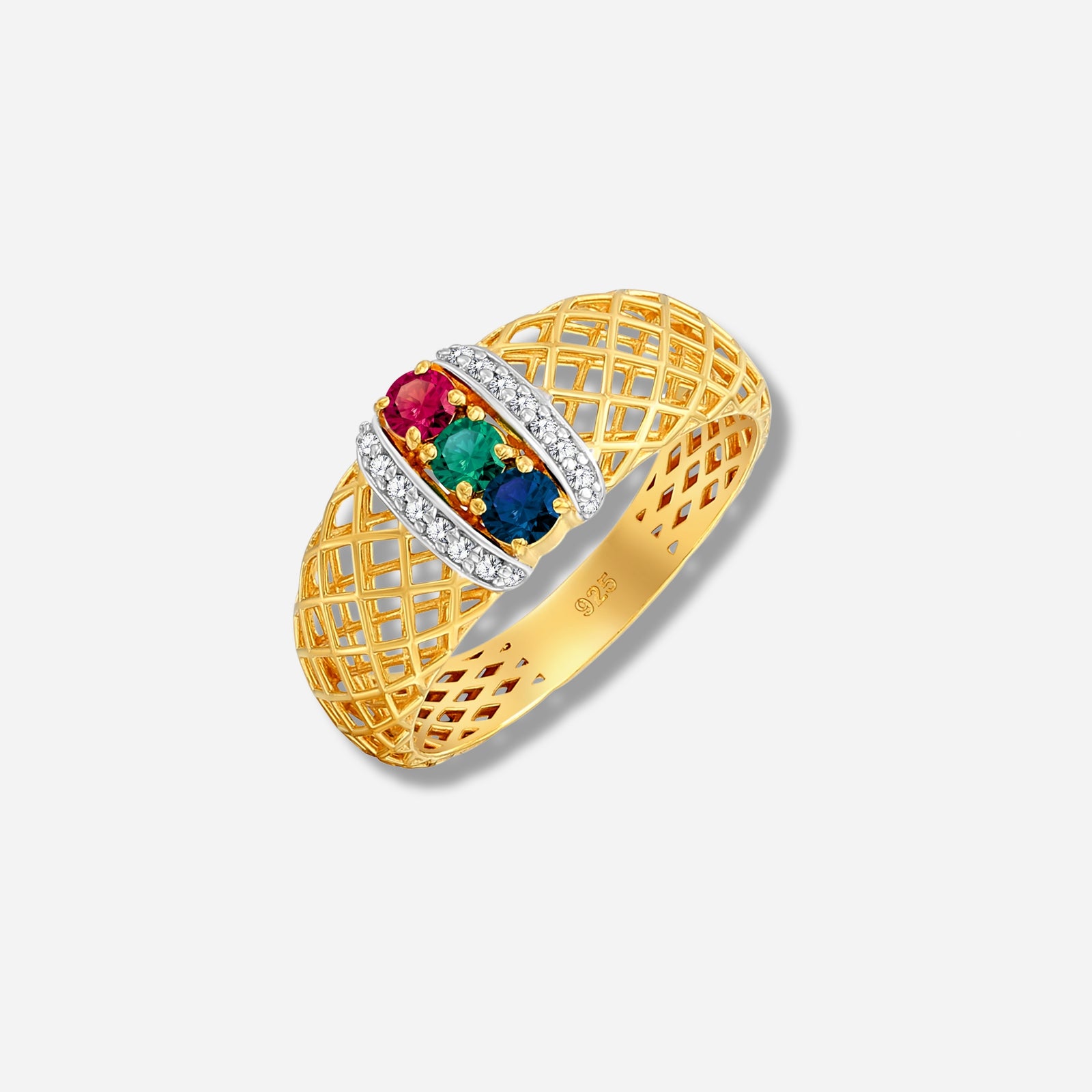 925 STERLING SILVER LE MESH RING WITH MULTICOLOR