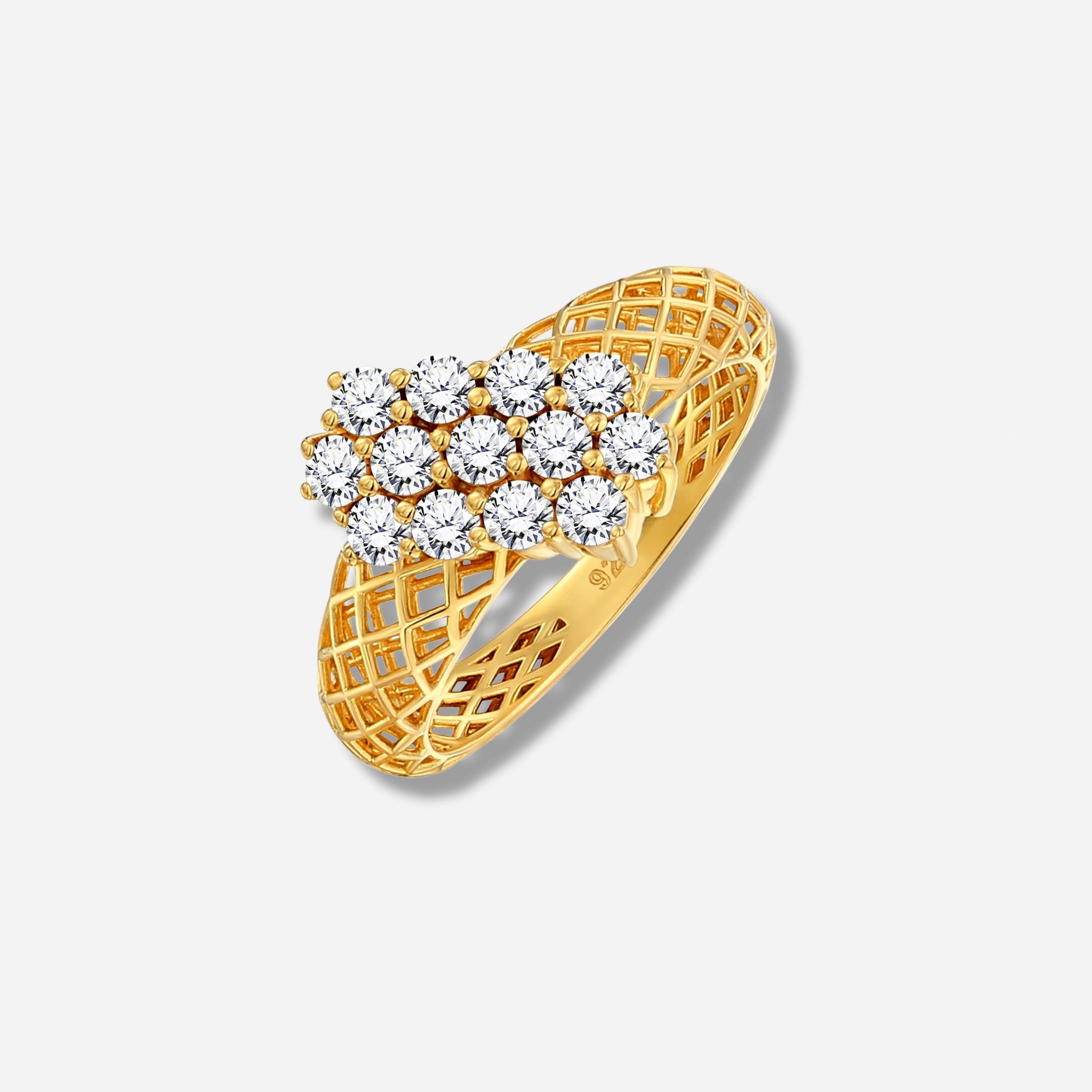 925 STERLING SILVER LE MESH RING WITH CUBIC ZIRCONIA