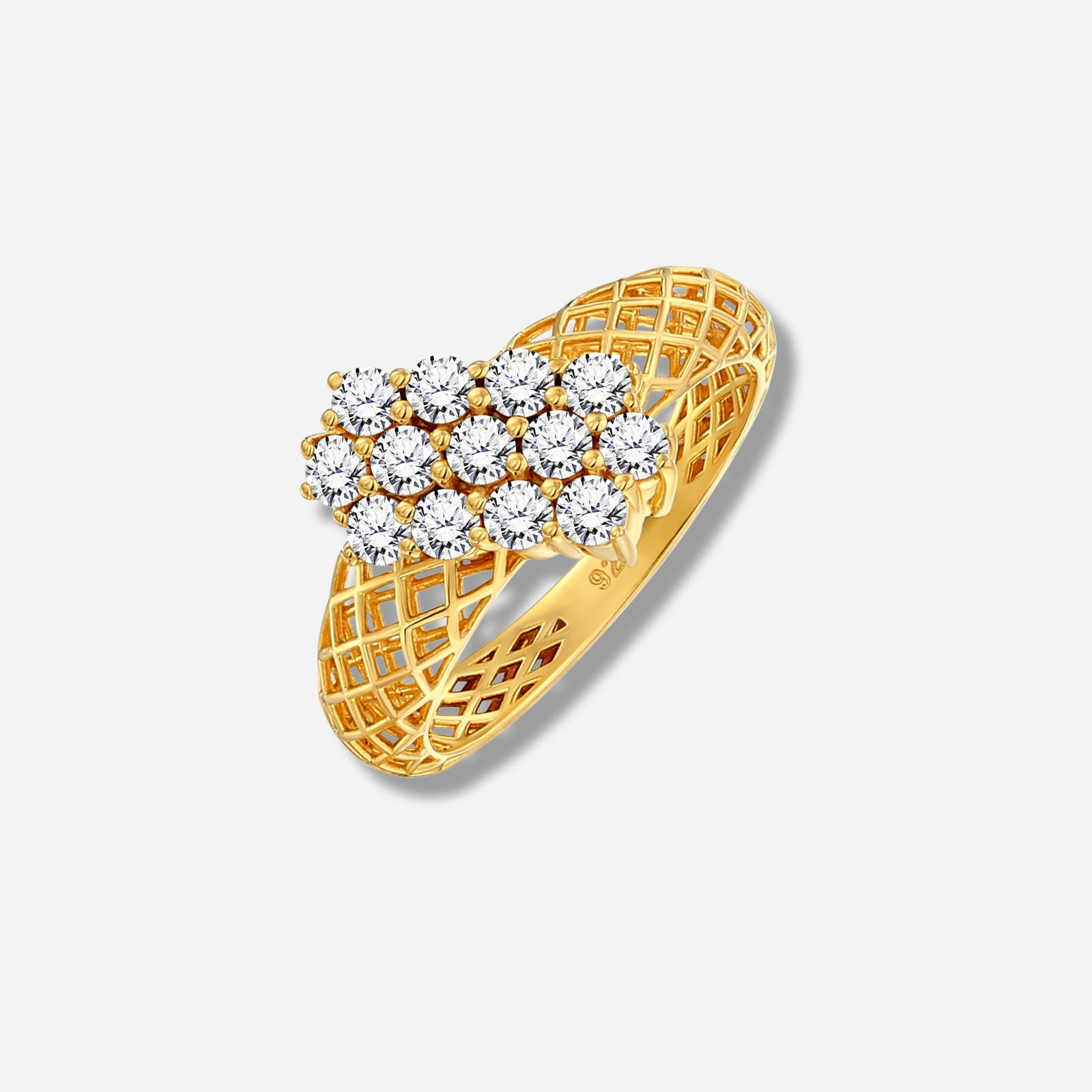 925 STERLING SILVER LE MESH RING WITH CUBIC ZIRCONIA