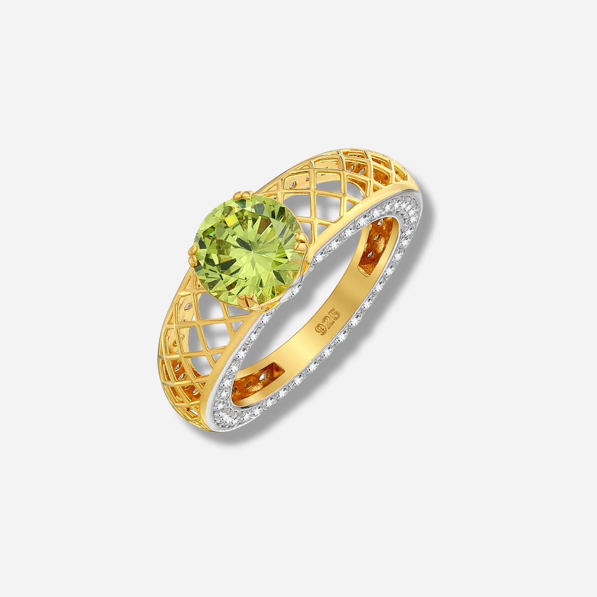 925 STERLING SILVER LE MESH RING WITH PERIDOT