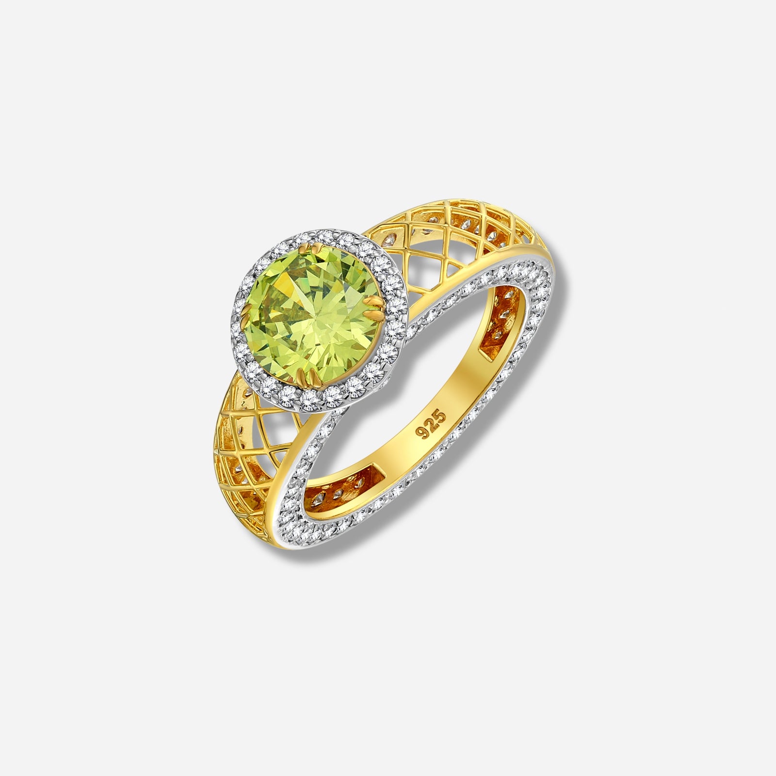 925 STERLING SILVER LE MESH RING WITH PERIDOT