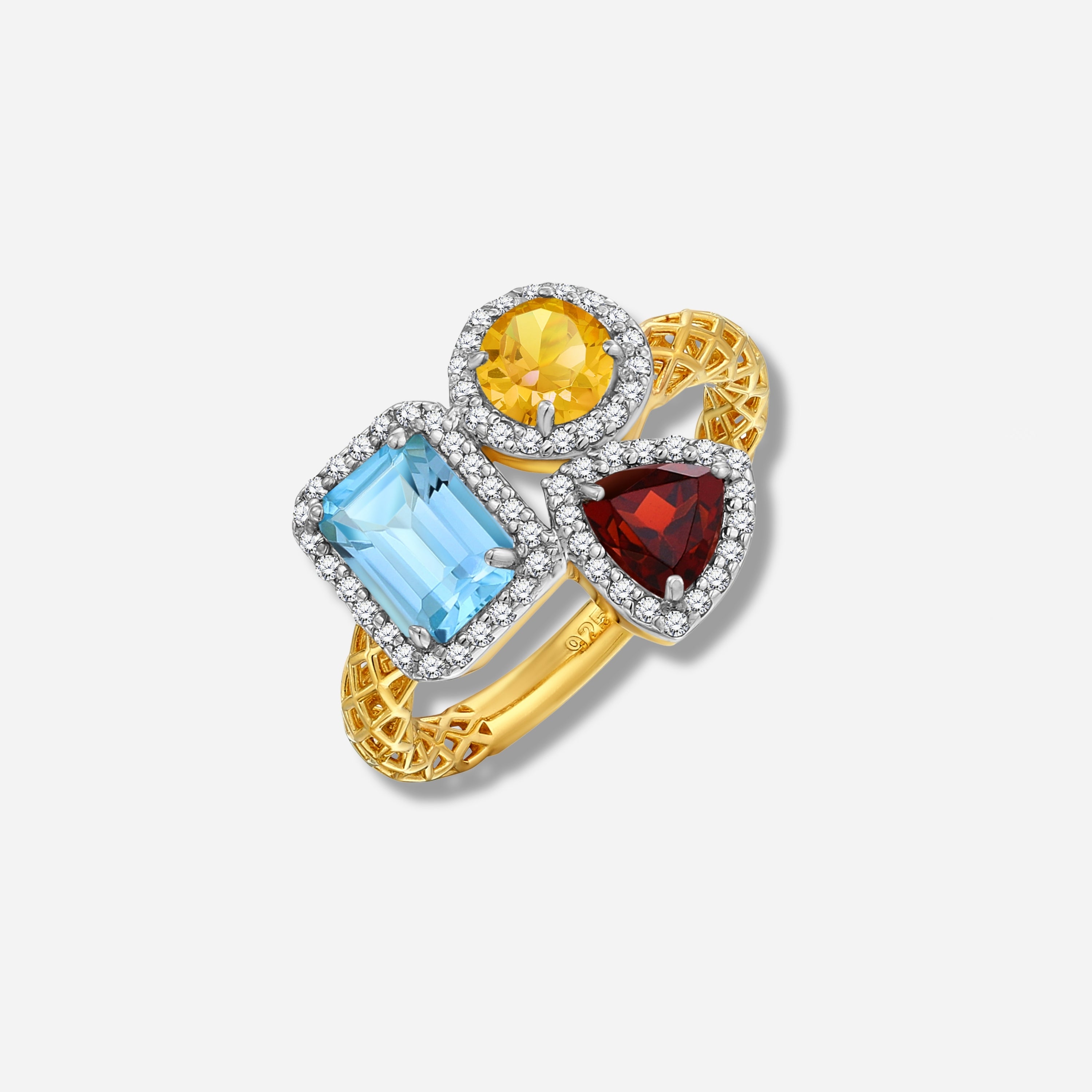 925 STERLING SILVER LE MESH RING WITH MULTICOLOR
