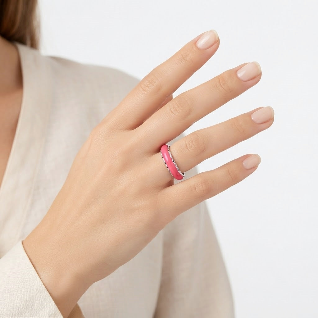 925 STERLING SILVER ENAMELED RING