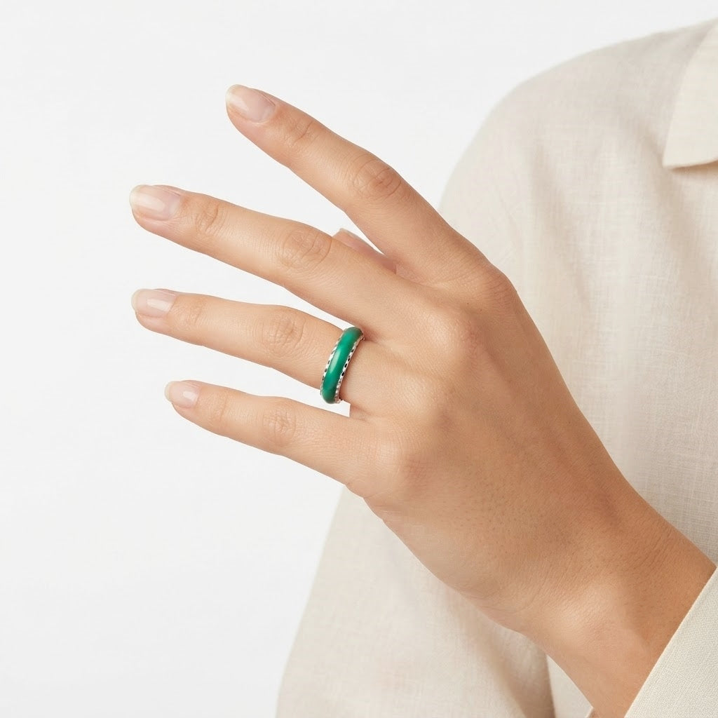 925 STERLING SILVER ENAMELED RING