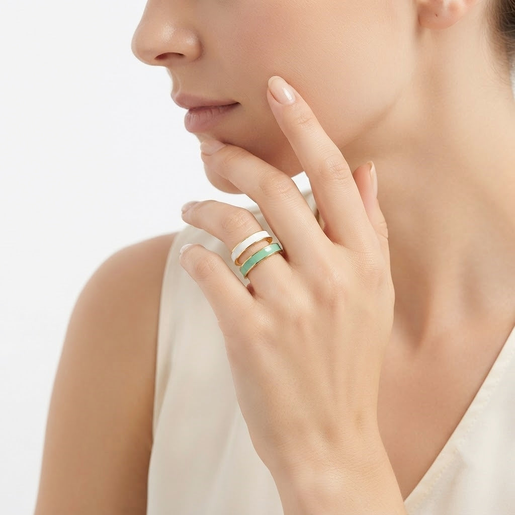925 STERLING SILVER ENAMELED RING
