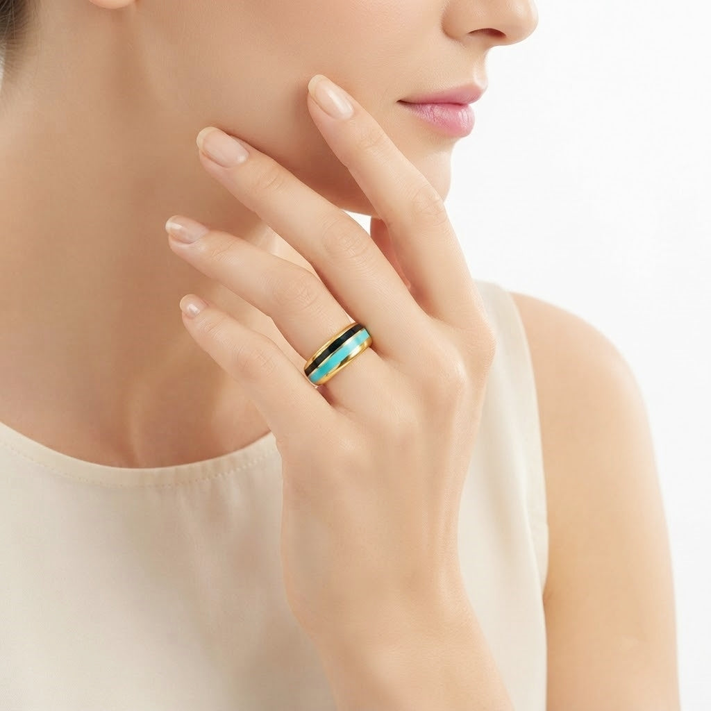 925 STERLING SILVER ENAMELED RING