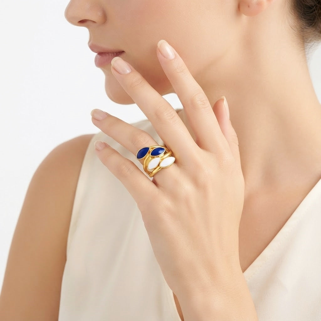 925 STERLING SILVER ENAMELED RING