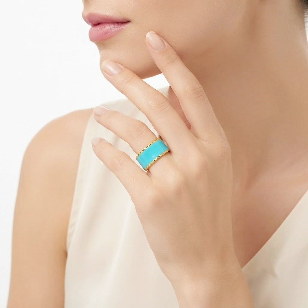 925 STERLING SILVER ENAMELED RING