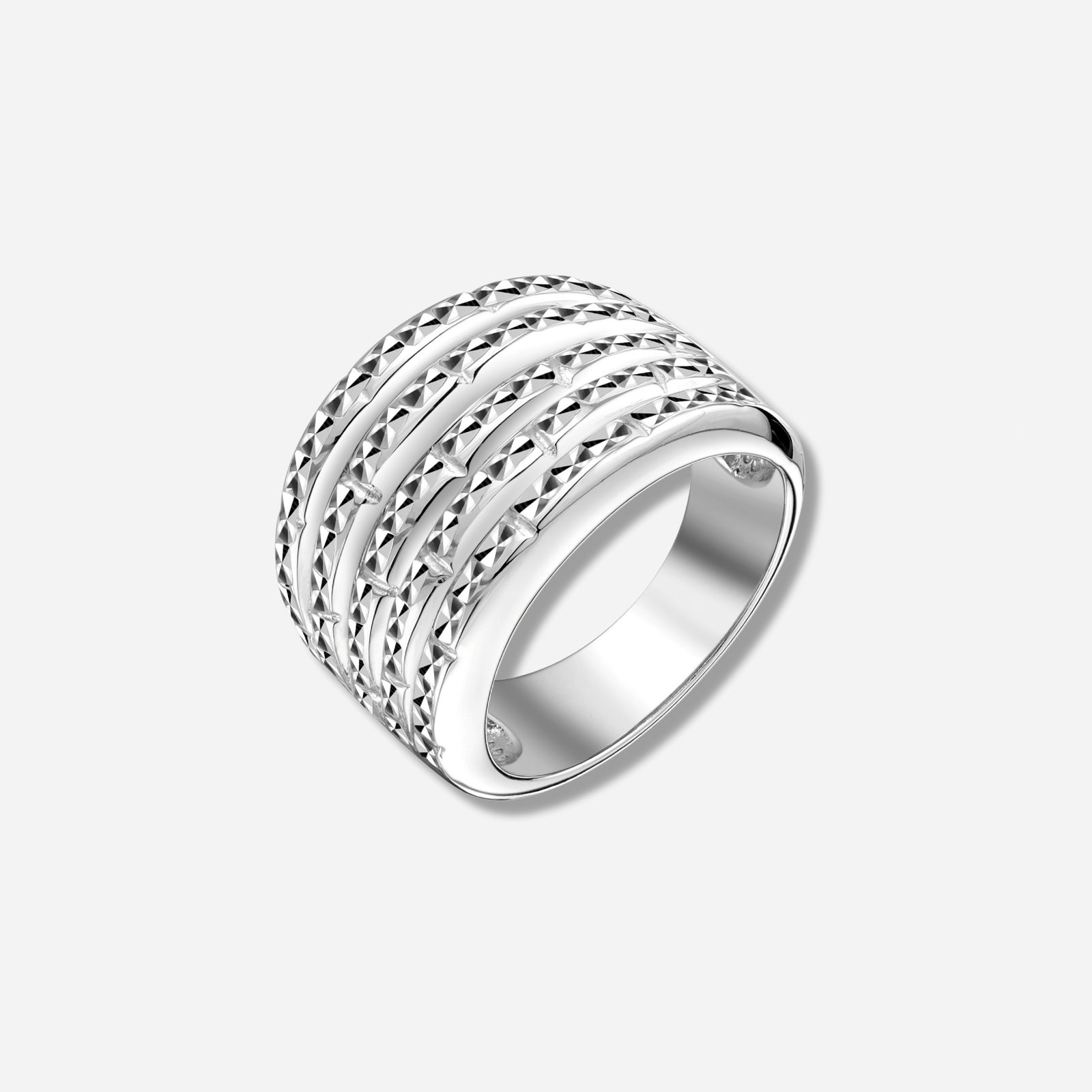 925 STERLING SILVER WITH DIAMOND CUT RING