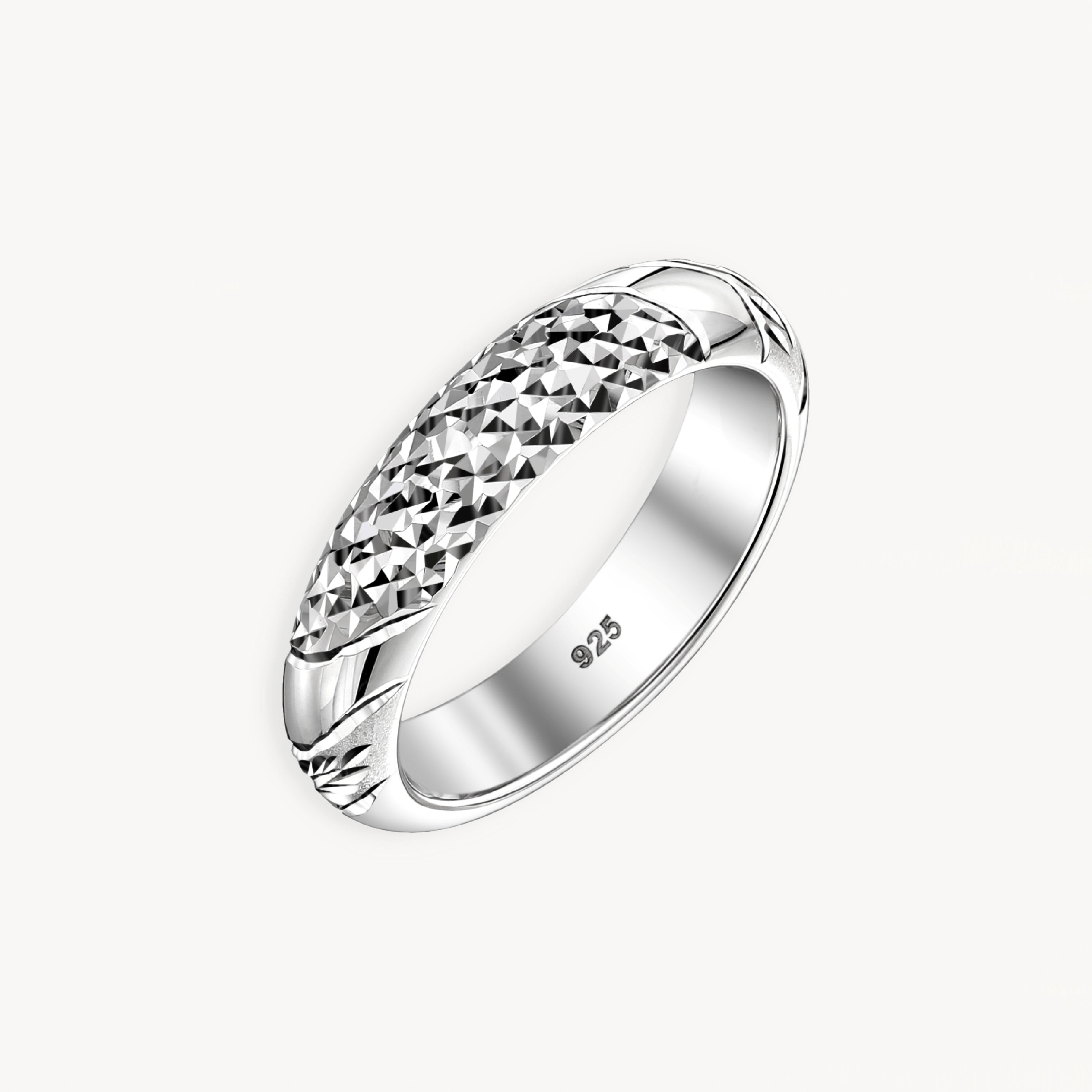 925 STERLING SILVER WITH DIAMOND CUT RING