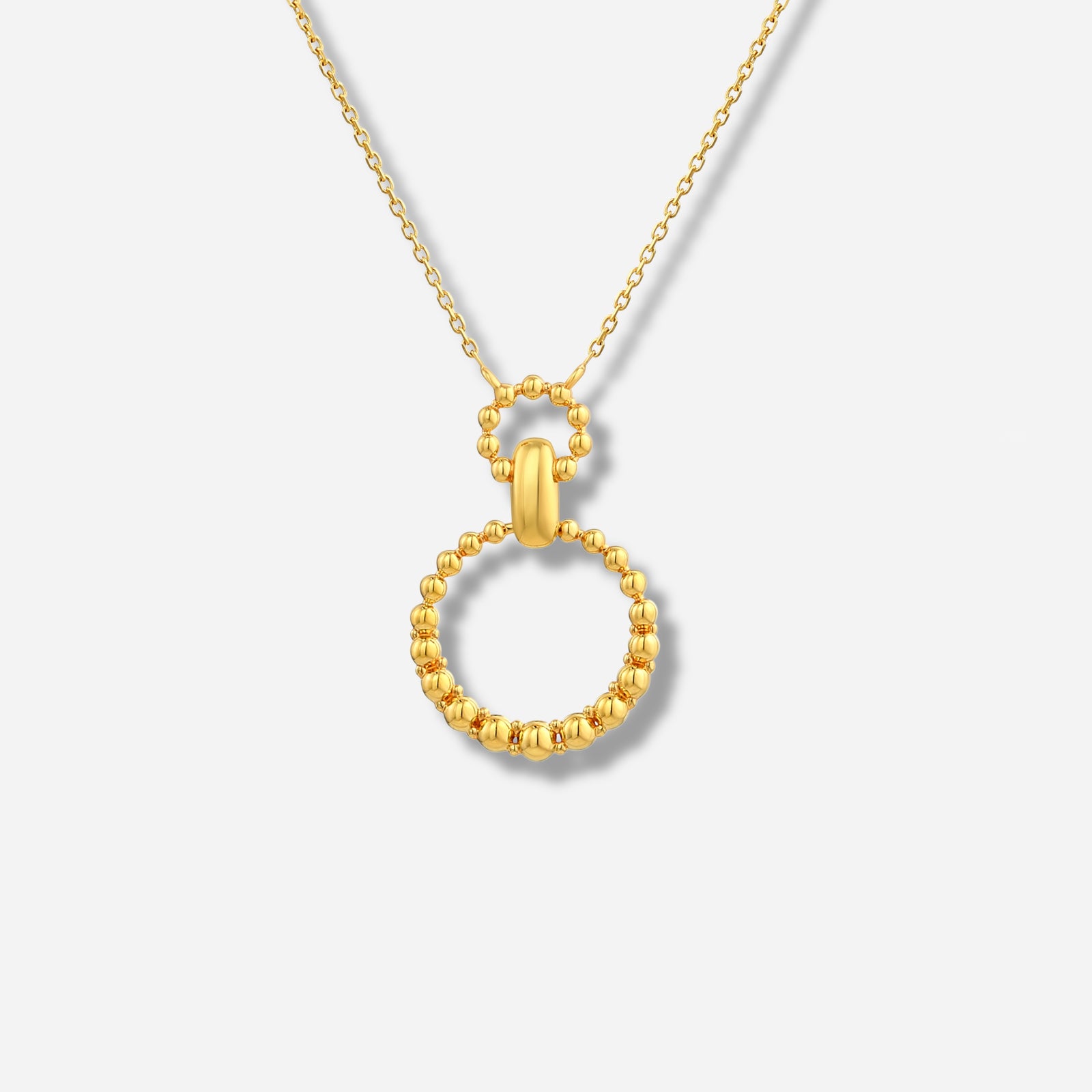 925 STERLING SILVER BEADED CIRCLES PENDANT NECKLACE