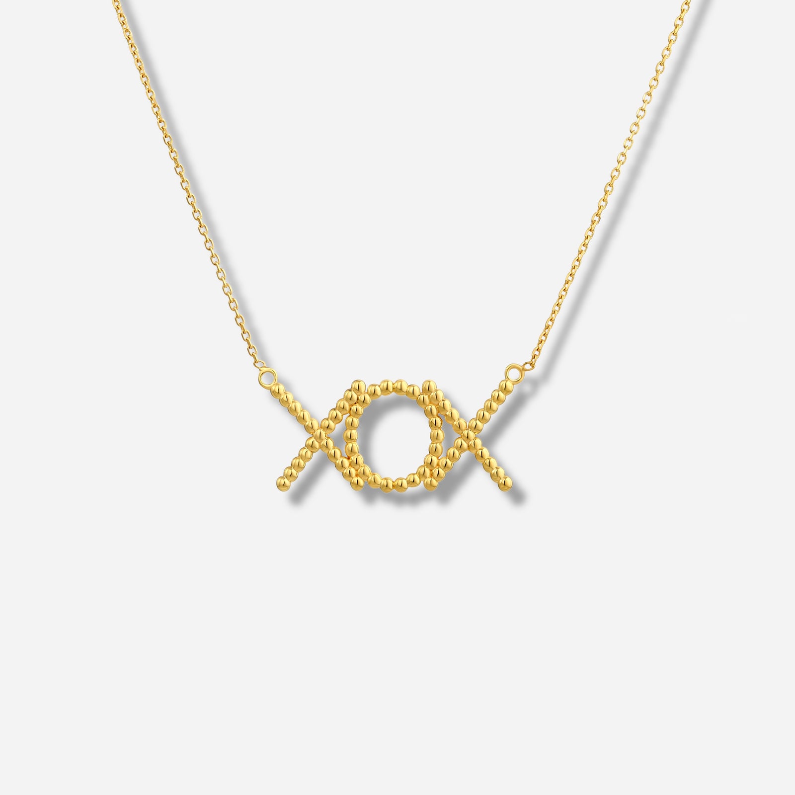 925 STERLING SILVER BEADED WORD "XOX" NECKLACE