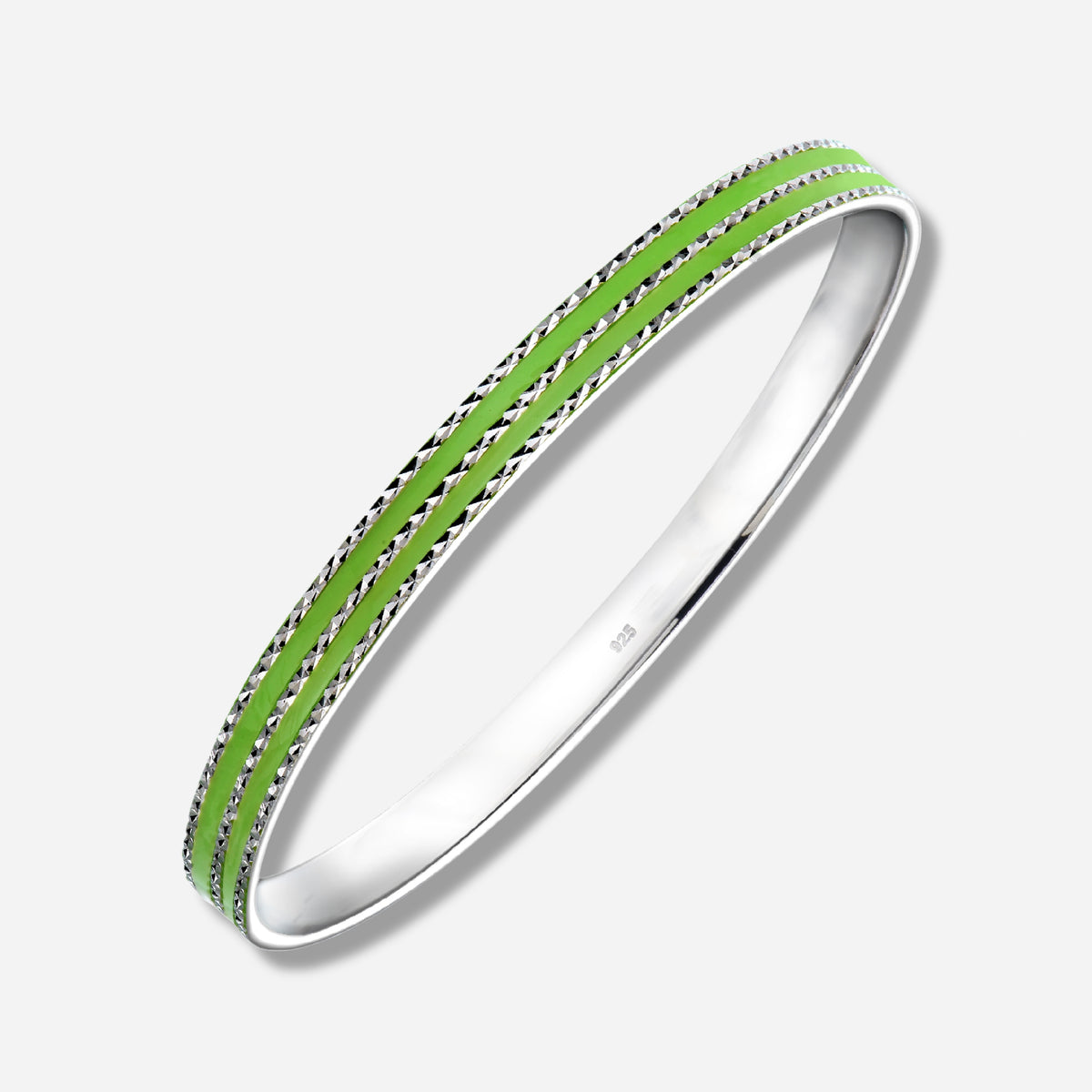 925 STERLING SILVER CLASSIC ENAMEL SLIP ON BANGLE