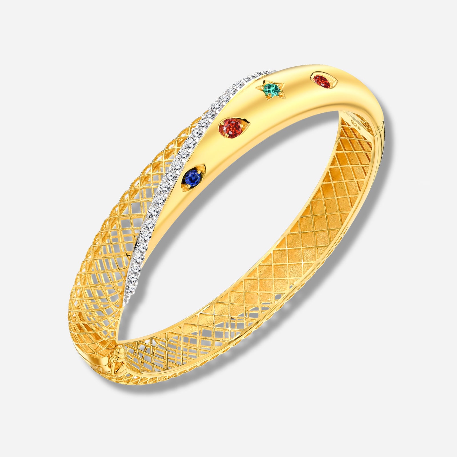 925 STERLING SILVER HINGED LE MESH BANGLE