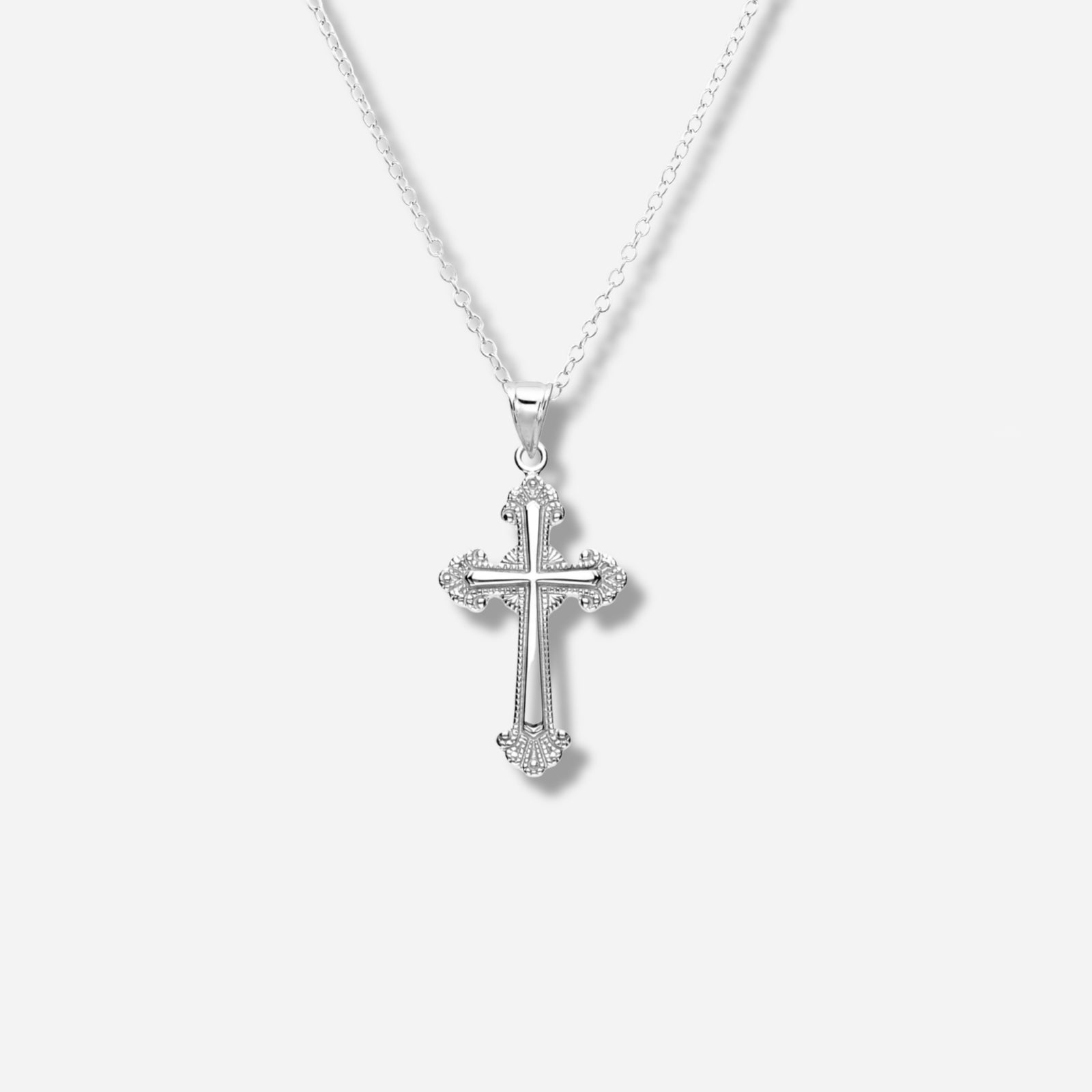 925 STERLING SILVER ANTIQUE PATTERN CROSS PENDANT