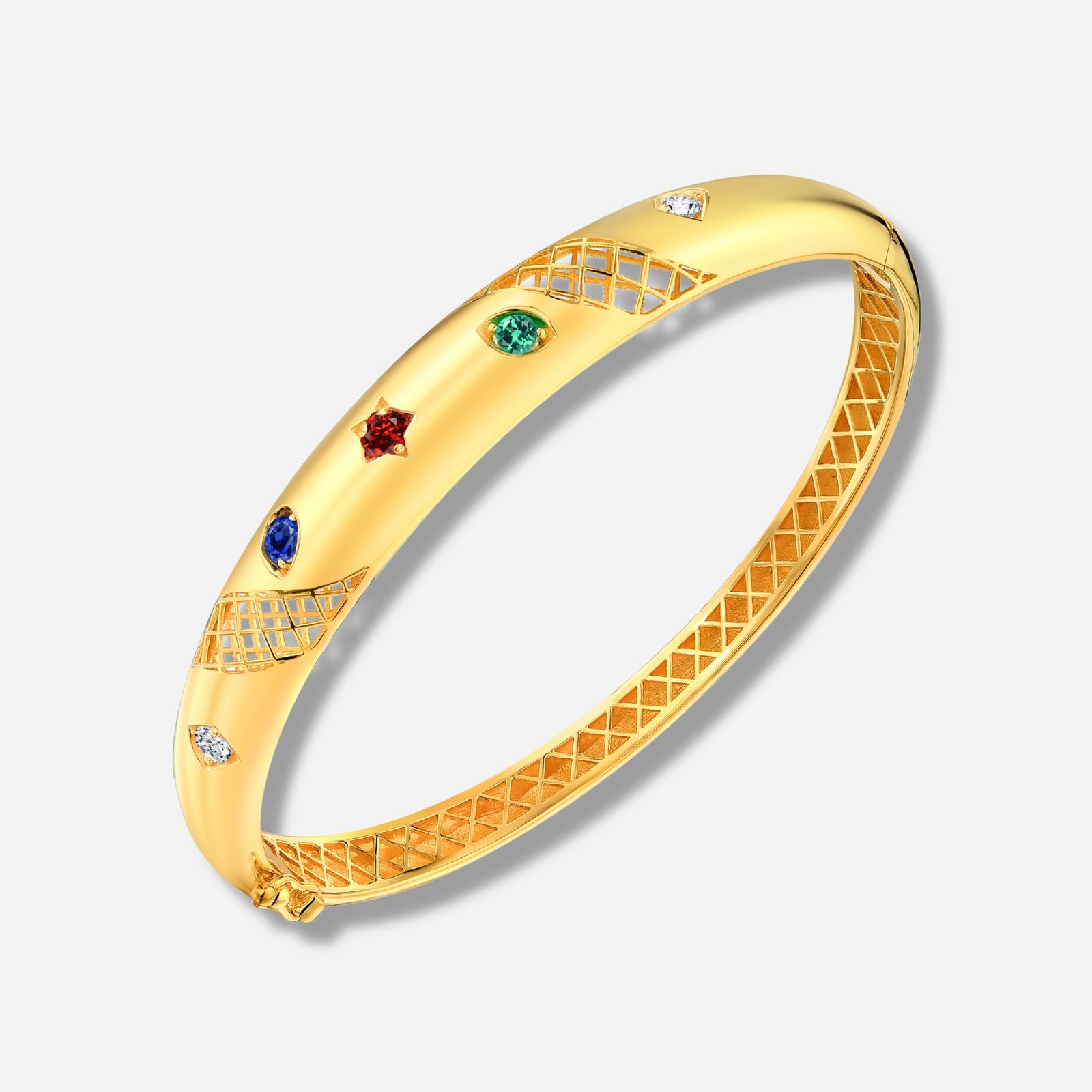 925 STERLING SILVER HINGED LE MESH BANGLE