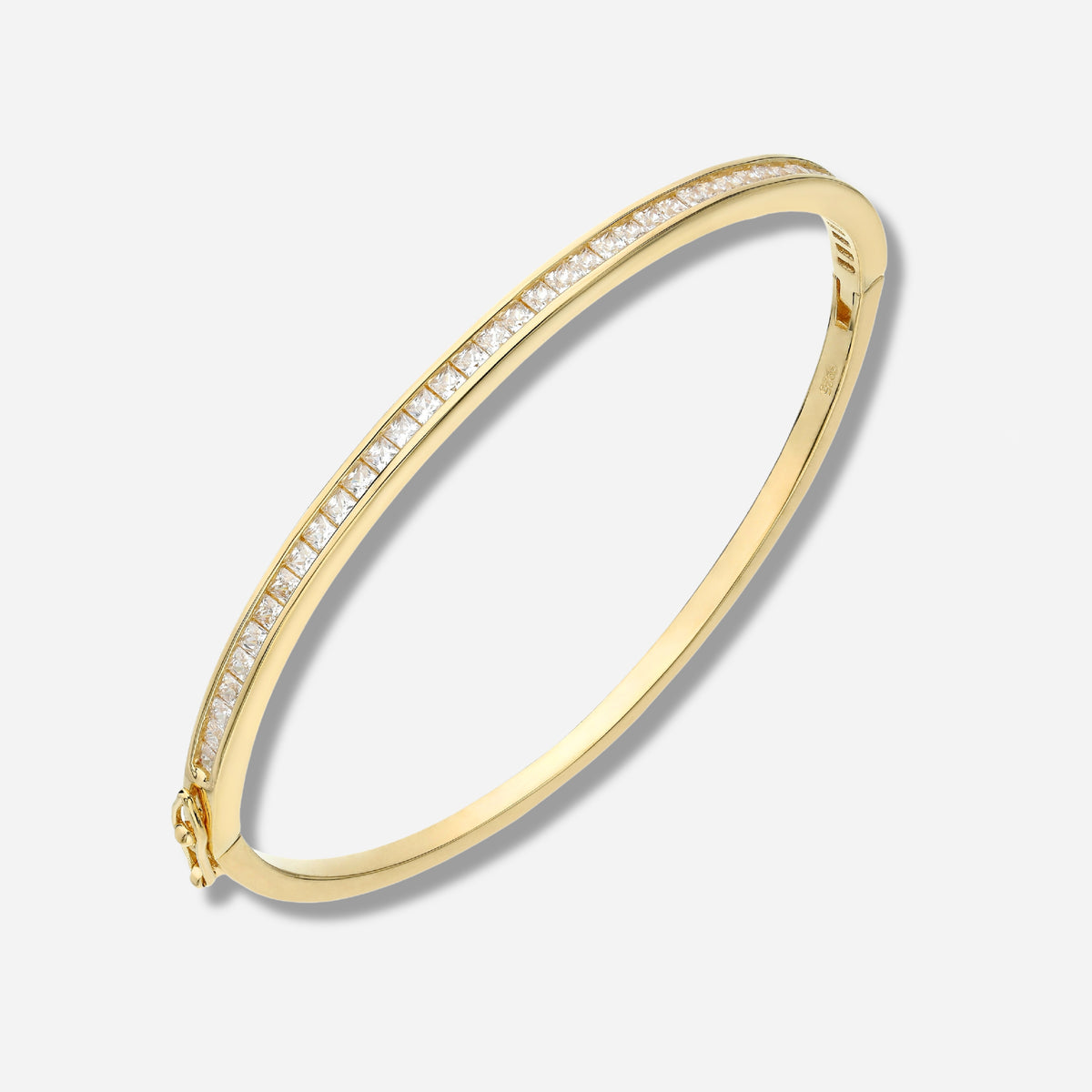 925 STERLING SILVER SLIP ON BANGLE WITH CUBIC ZIRCONIA