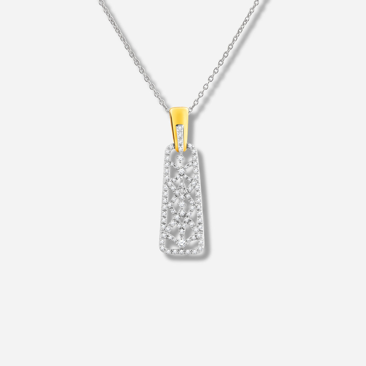 925 STERLING SILVER OPEN WORK DANGLED PENDANT WITH CUBIC ZIRCONIA