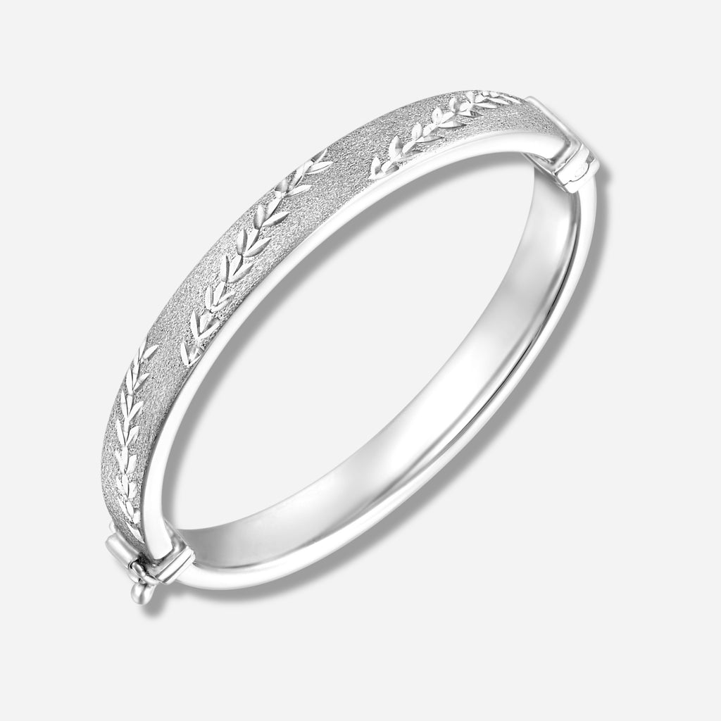 925 STERLING SILVER DIAMOND CUT TUBE HINGED BANGLE