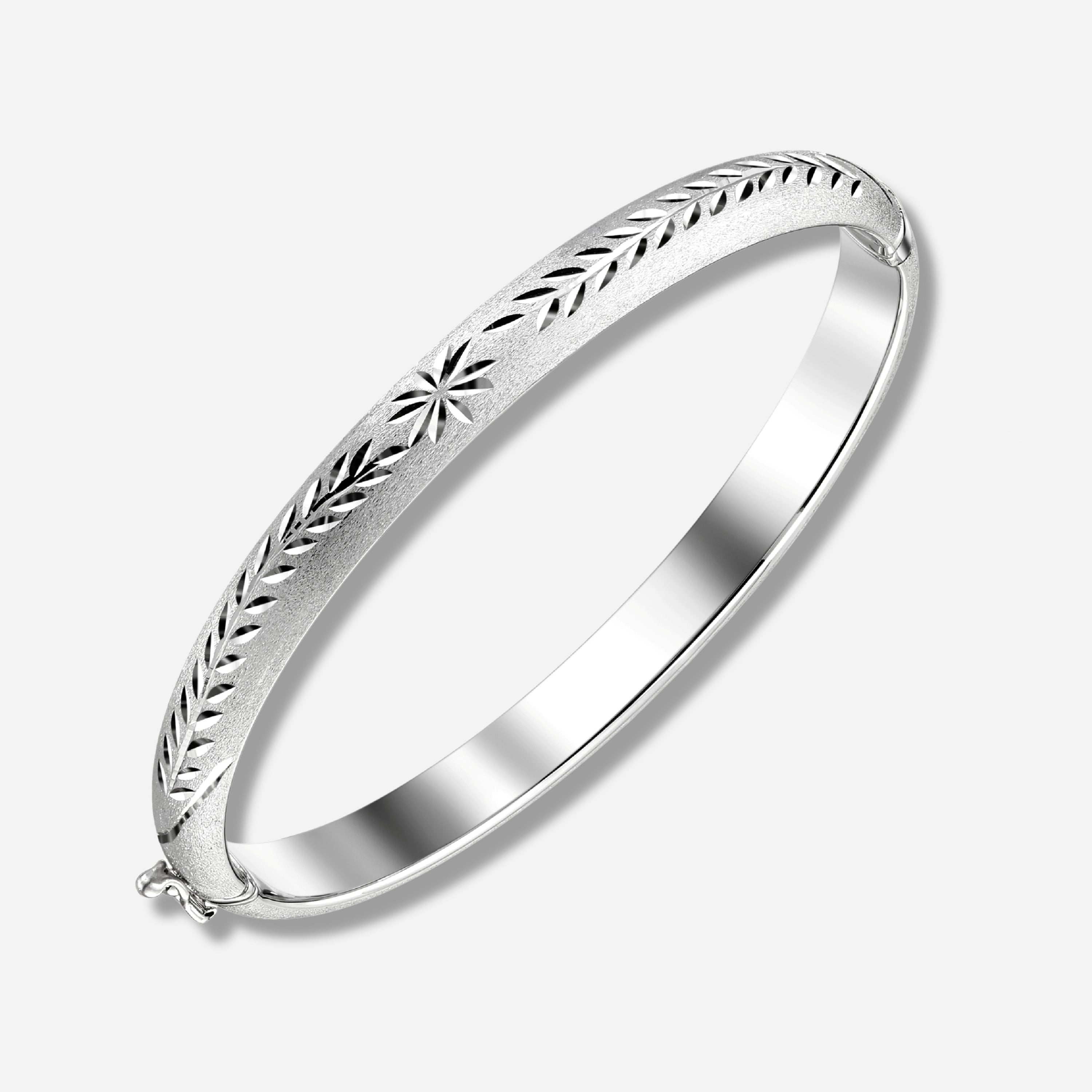925 STERLING SILVER DIAMOND CUT TUBE HINGED BANGLE