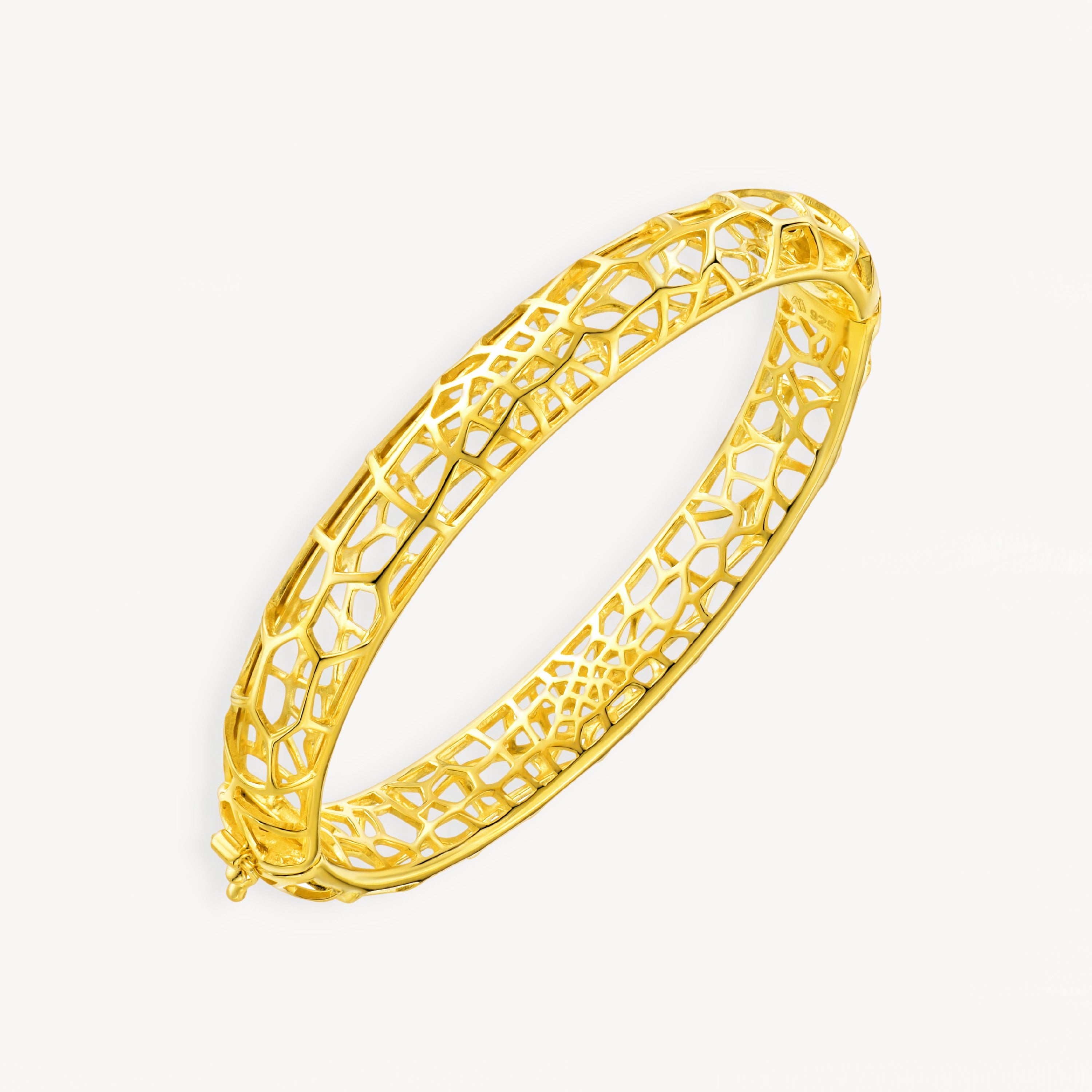925 STERLING SILVER ORGANIC GRID HINGE BANGLE