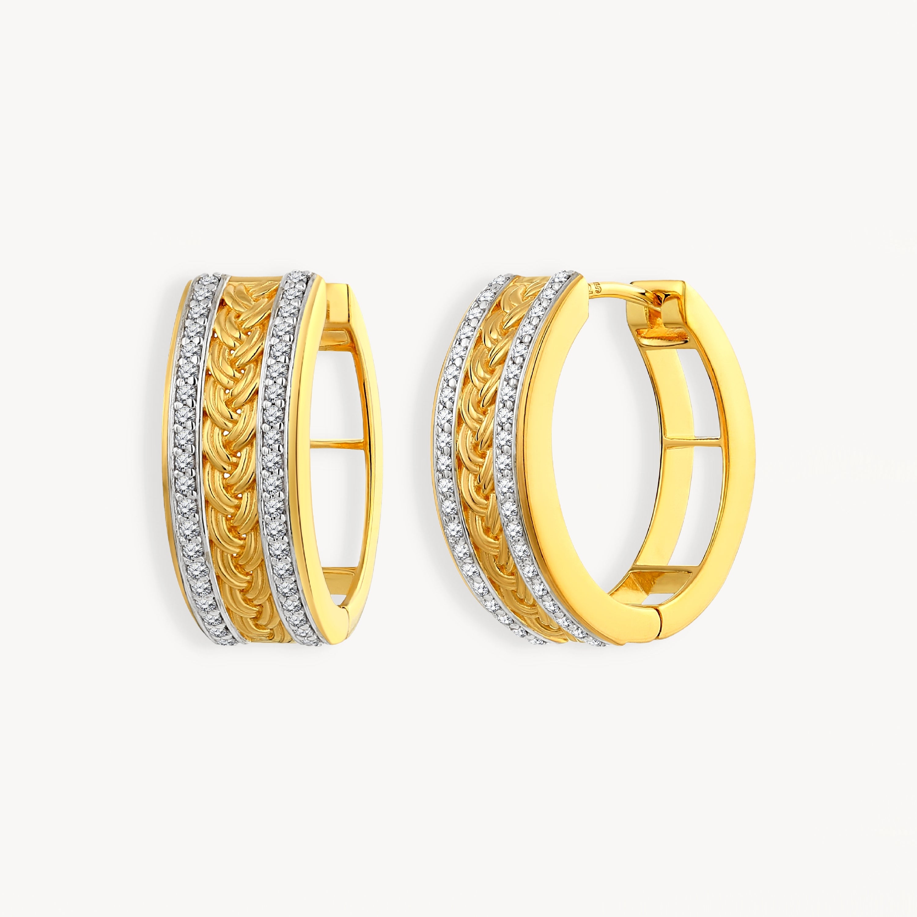 925 STERLING SILVER WITH EXQUISITE BRAID ROPE HUGGIES